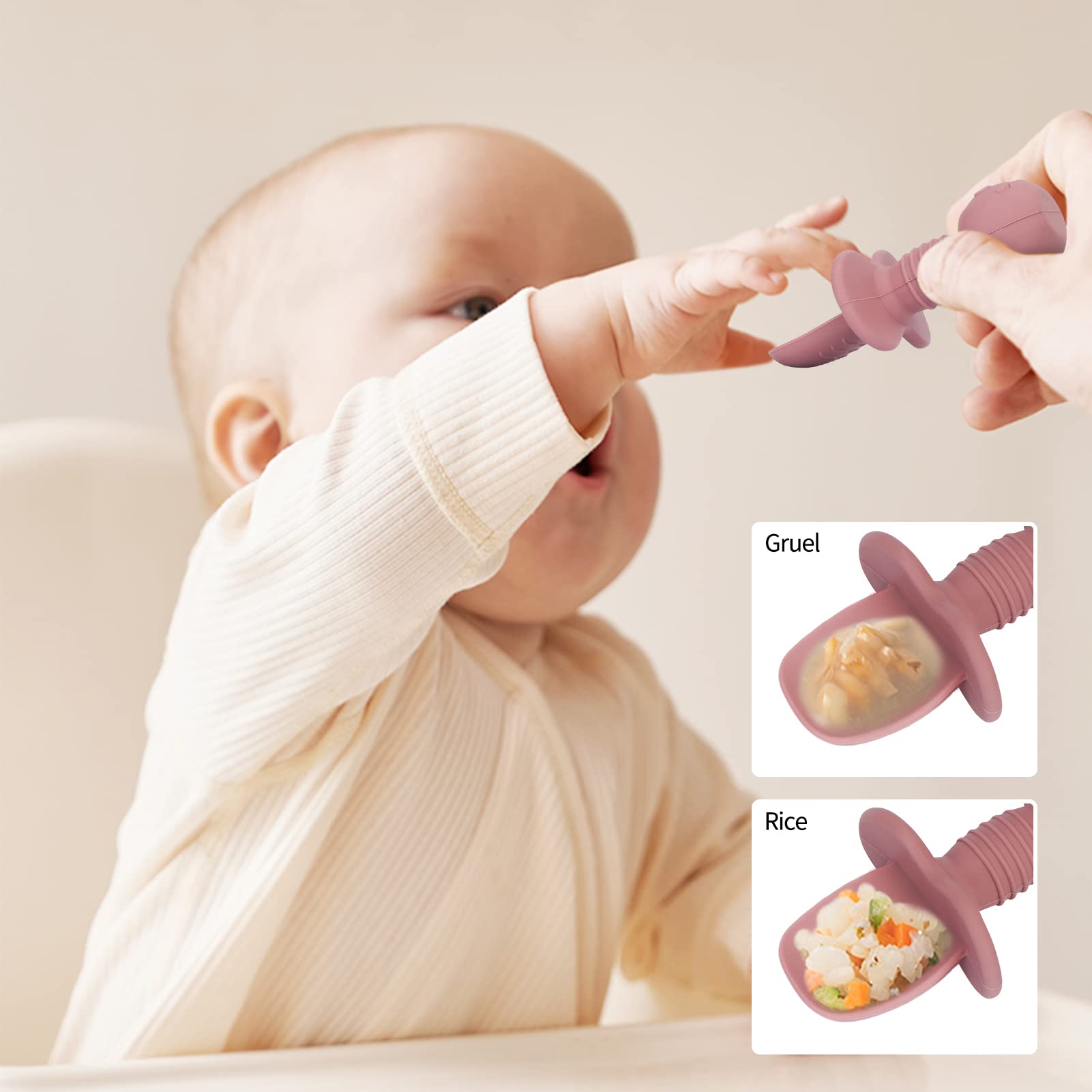 Classycoo Baby Fork and Spoon Set - 2 Pack Toddler Utensils with Easy Grip Handle, Soft Silicone Self-Feeding Cutlery for Babies 6+ Months | Perfect for Baby-Led Weaning, First Foods & Independent Eating Practice at Home or On-The-Go