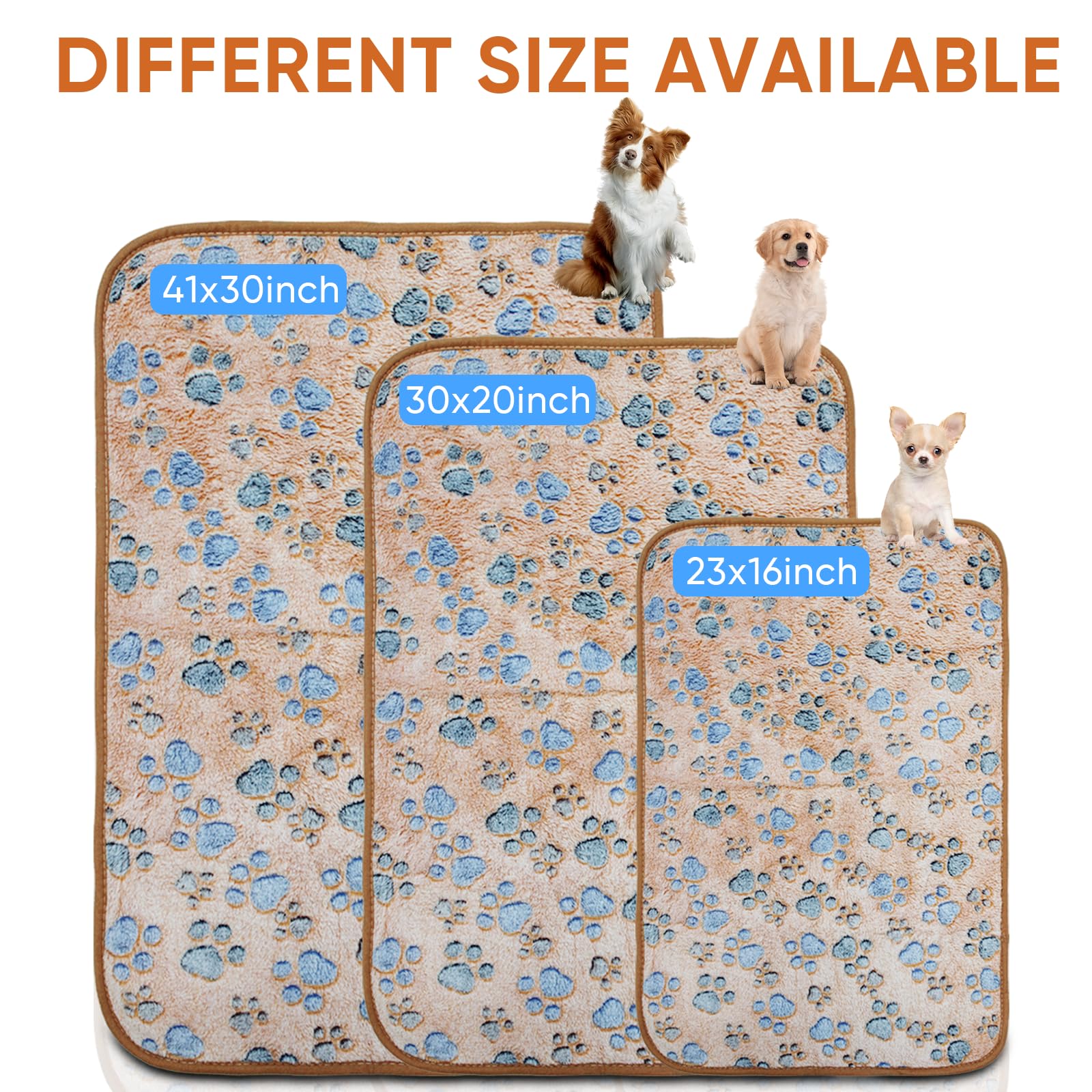 1 Pack 3 Waterproof Dog Blankets for Small Dogs - Washable Pet Blankets with Double-Sided Soft Flannel Fleece Cover - Puppy Pads for Dog Bed & Couch (23x16 Inches) - Perfect for Travel, Crate Training & Home Use