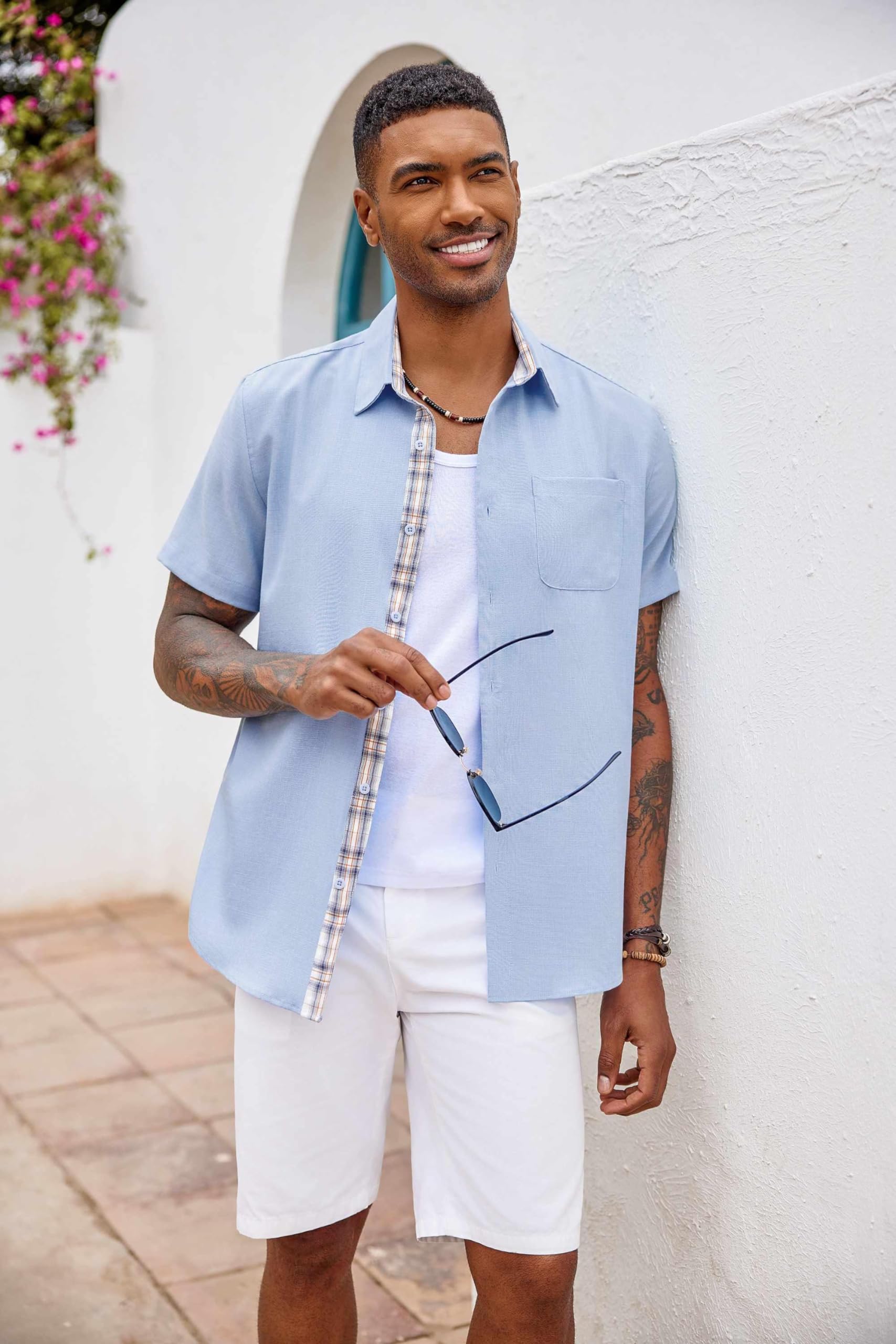 COOFANDY Men's Short Sleeve Button Down Shirts - Casual Summer Beach & Wedding Wear