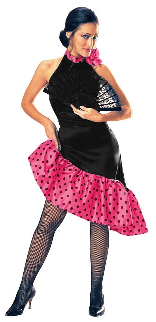 Flamenco Dancer Costume for Women - Spanish Dance Dress with Ruffles & Fringe - Perfect for Halloween, Cosplay, and Dance Performances