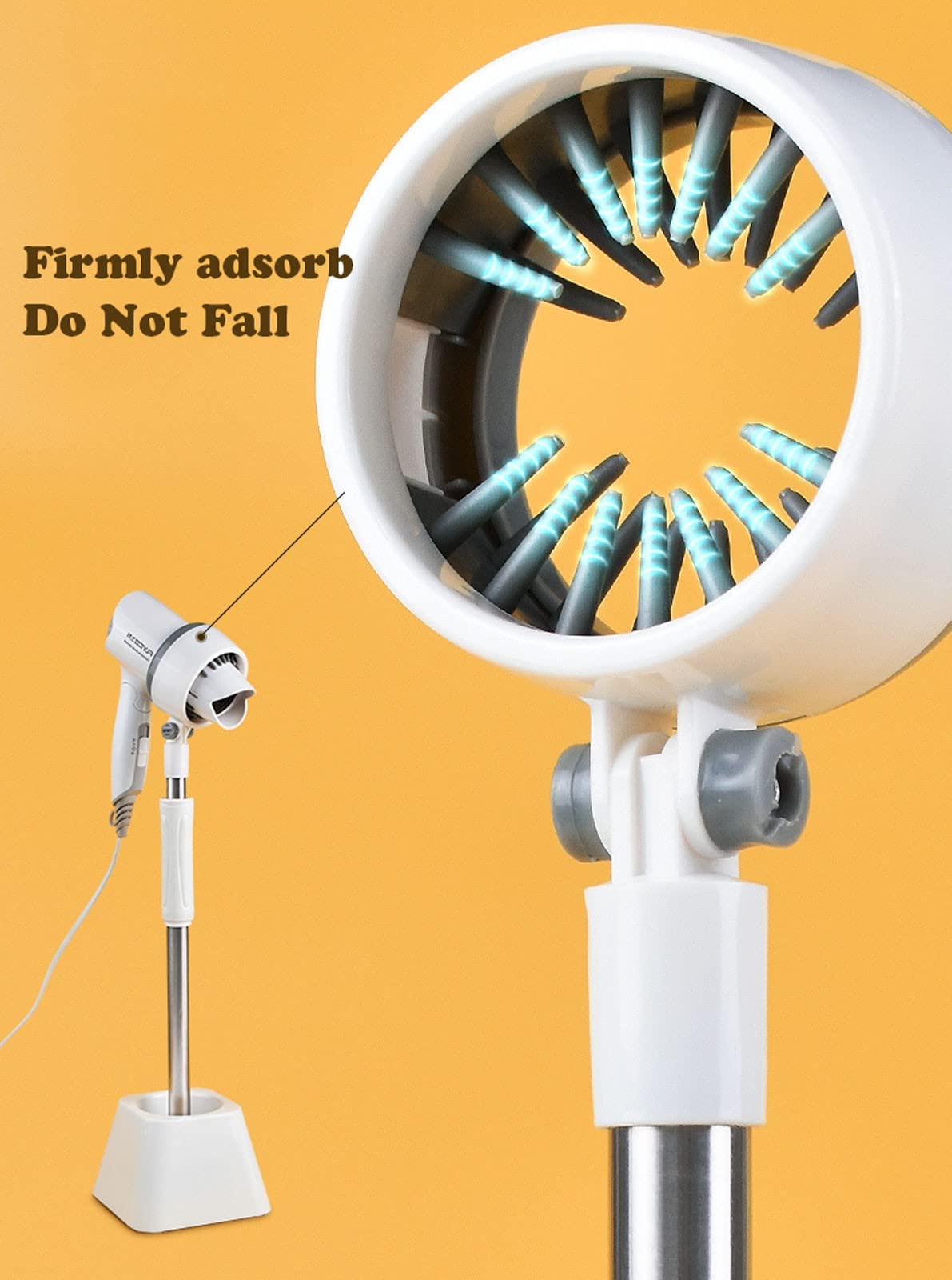360° Rotating Hands-Free Hair Dryer Stand with Heavy Base - Adjustable Height Blow Dryer Holder for Bathroom, Vanity & Makeup Room - Perfect for Home Salon & Pet Grooming Table (Ideal for Styling, Drying & Grooming)