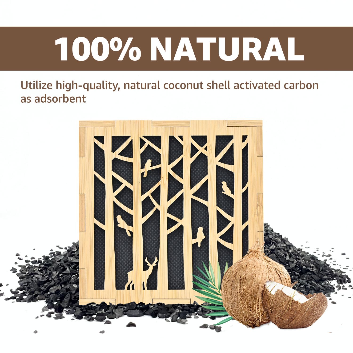Natural Activated Charcoal Odor Absorber - Powerful Odor Eliminator for Home, Closet, Shoe & Pet Areas | Eco-Friendly Air Purifier for Strong Smells | Elegant Bamboo Design Deodorizer for Fresh Spaces