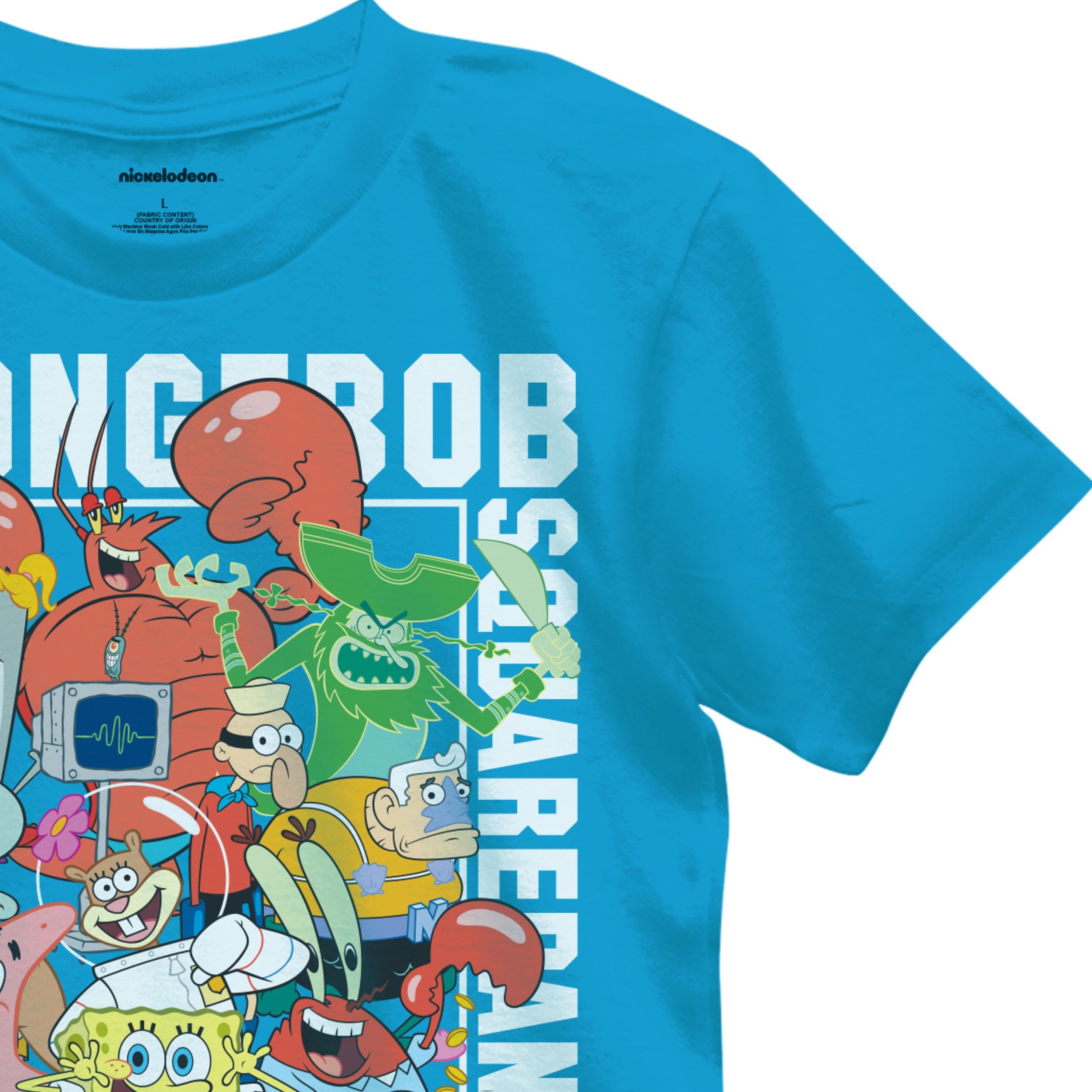 SpongeBob SquarePants Boys Cartoon Short Sleeve T-Shirt - Nickelodeon Kids Tee with Spongebob, Patrick, Squidward & Mr Krabs - Sizes 4-20 for Boys - Perfect for Birthday Gifts, School Wear & Casual Outfits