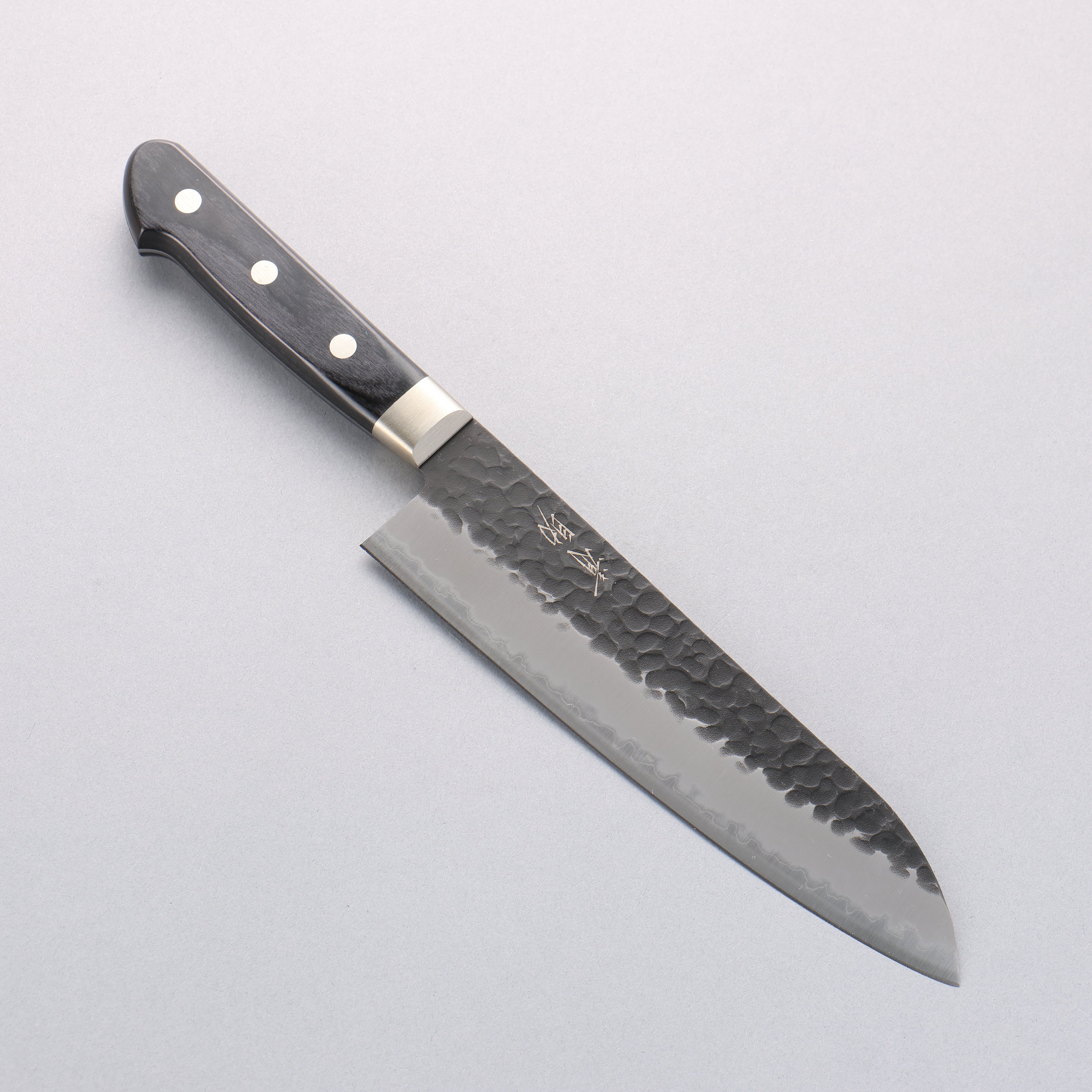 Premium Seisuke Blue Super Hammered Santoku Knife 180mm - Black Pakkawood Handle - Japanese Chef Knife for Slicing, Dicing, and Mincing - Perfect for Home Cooks and Professional Kitchens