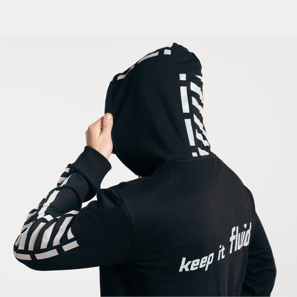 Fluid Rider Hoodie - Black | Stylish & Comfortable Men's Zip Up Hooded Sweatshirt | Perfect for Casual Wear, Gym & Outdoor Activities