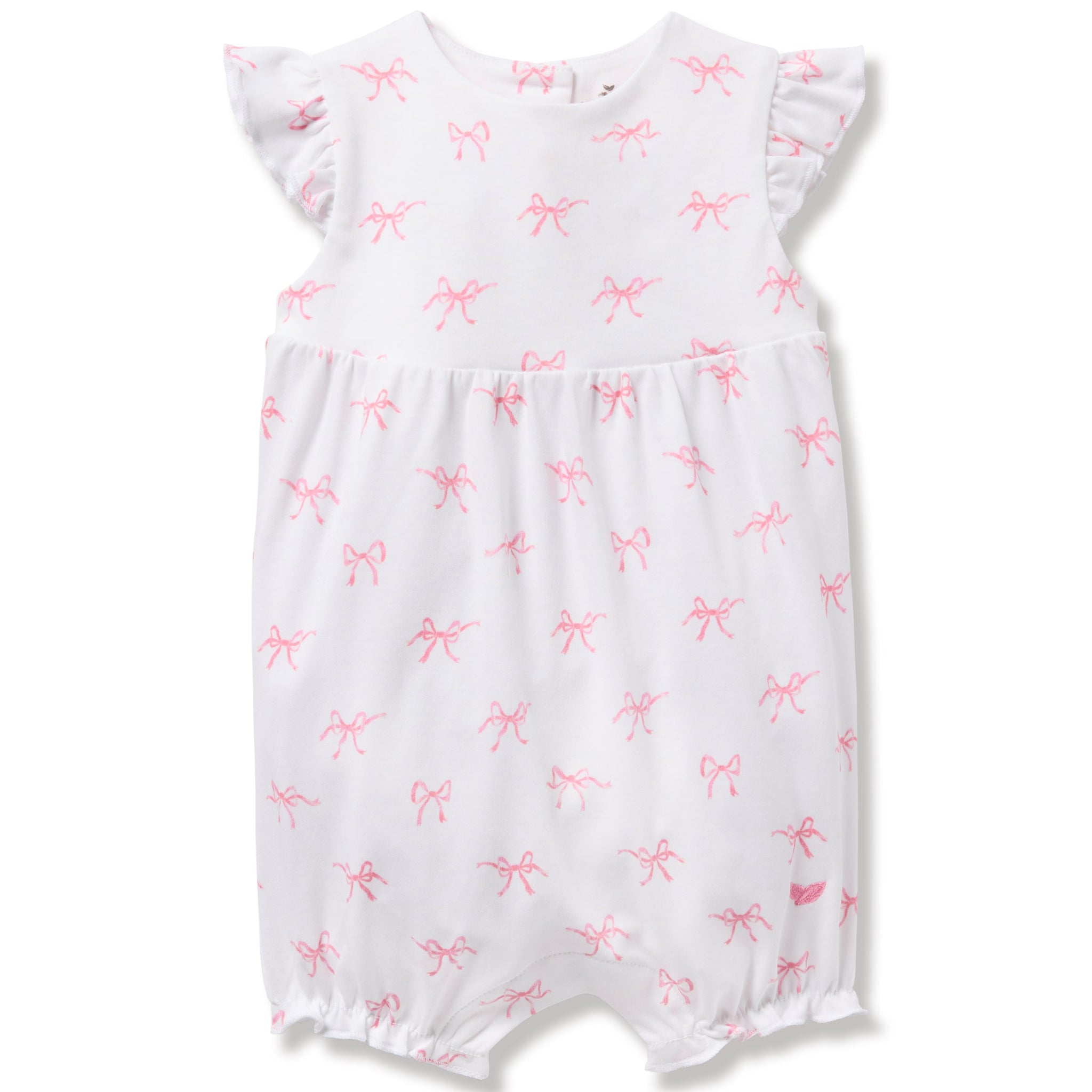 Soft Pima Cotton Baby Girl Romper with Bow Detail - Perfect for Playdates & Photo Shoots