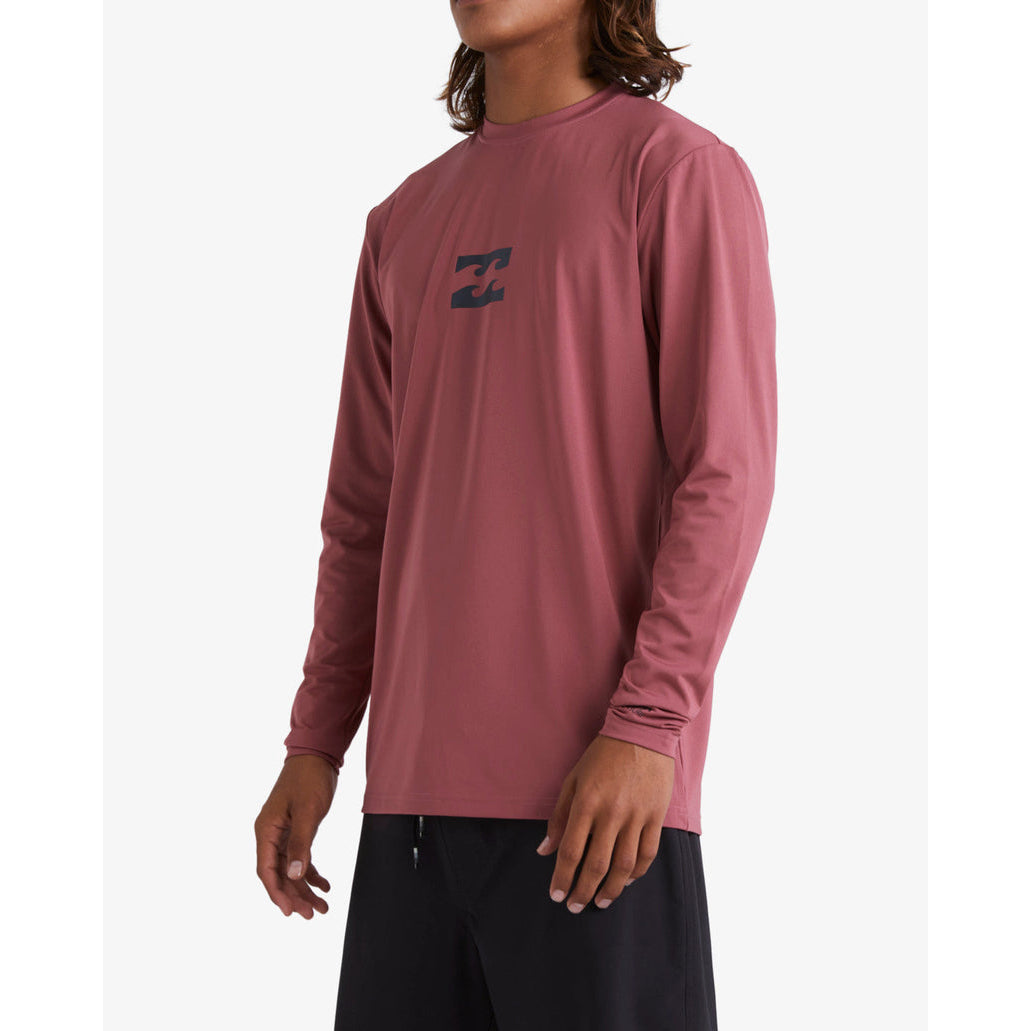 Billabong Men's Long Sleeve Rash Guard Surf Shirt - Loose Fit All Day Wave UPF 50+ Sun Protection for Surfing, Swimming & Outdoor Activities - Rose Dust Color