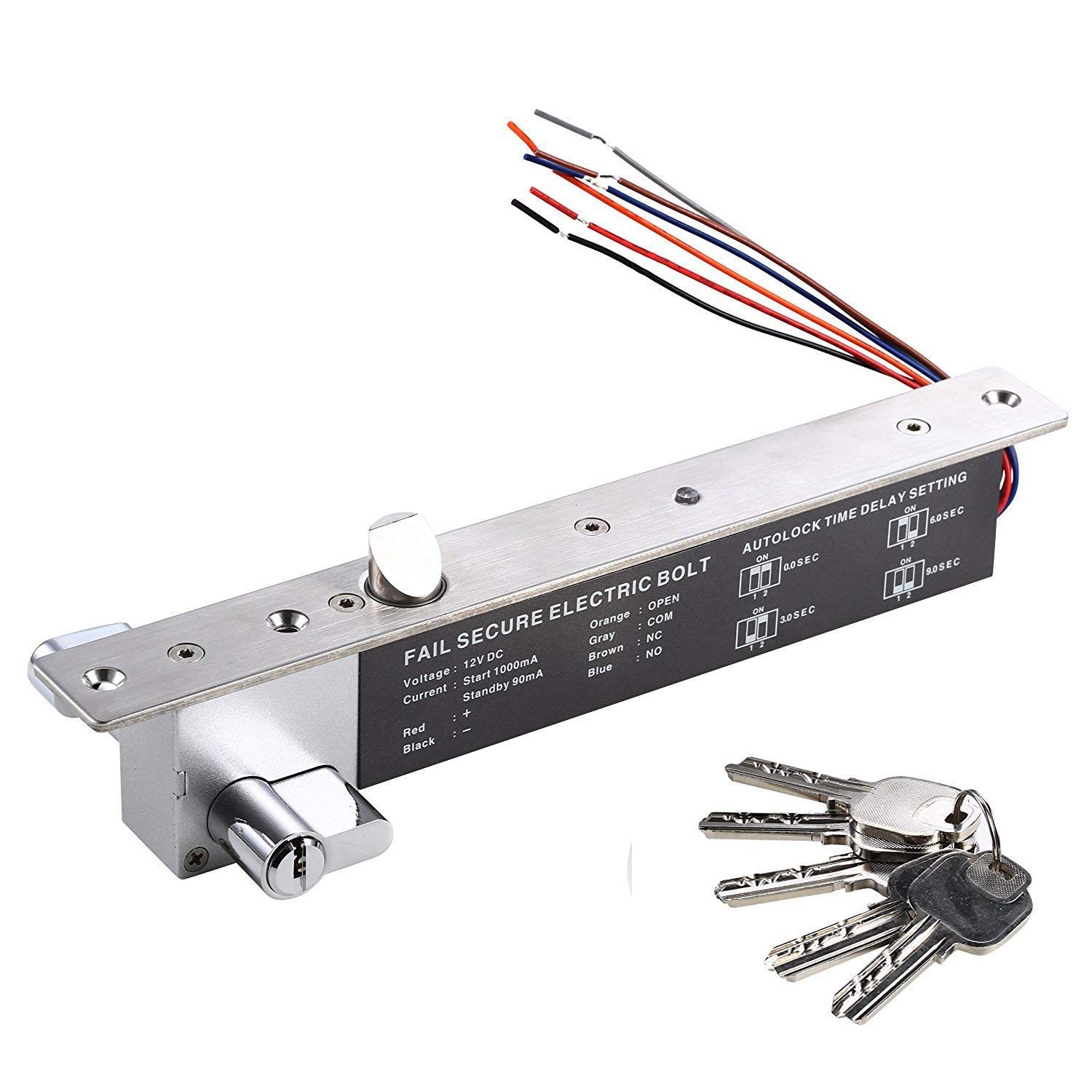 UHPPOTE Fail Secure Electric Latch Bolt Lock with Cylinder Knob - Heavy Duty Electronic Door Lock for Wooden, Metal & Glass Doors | Ideal for Offices, Homes & Commercial Buildings