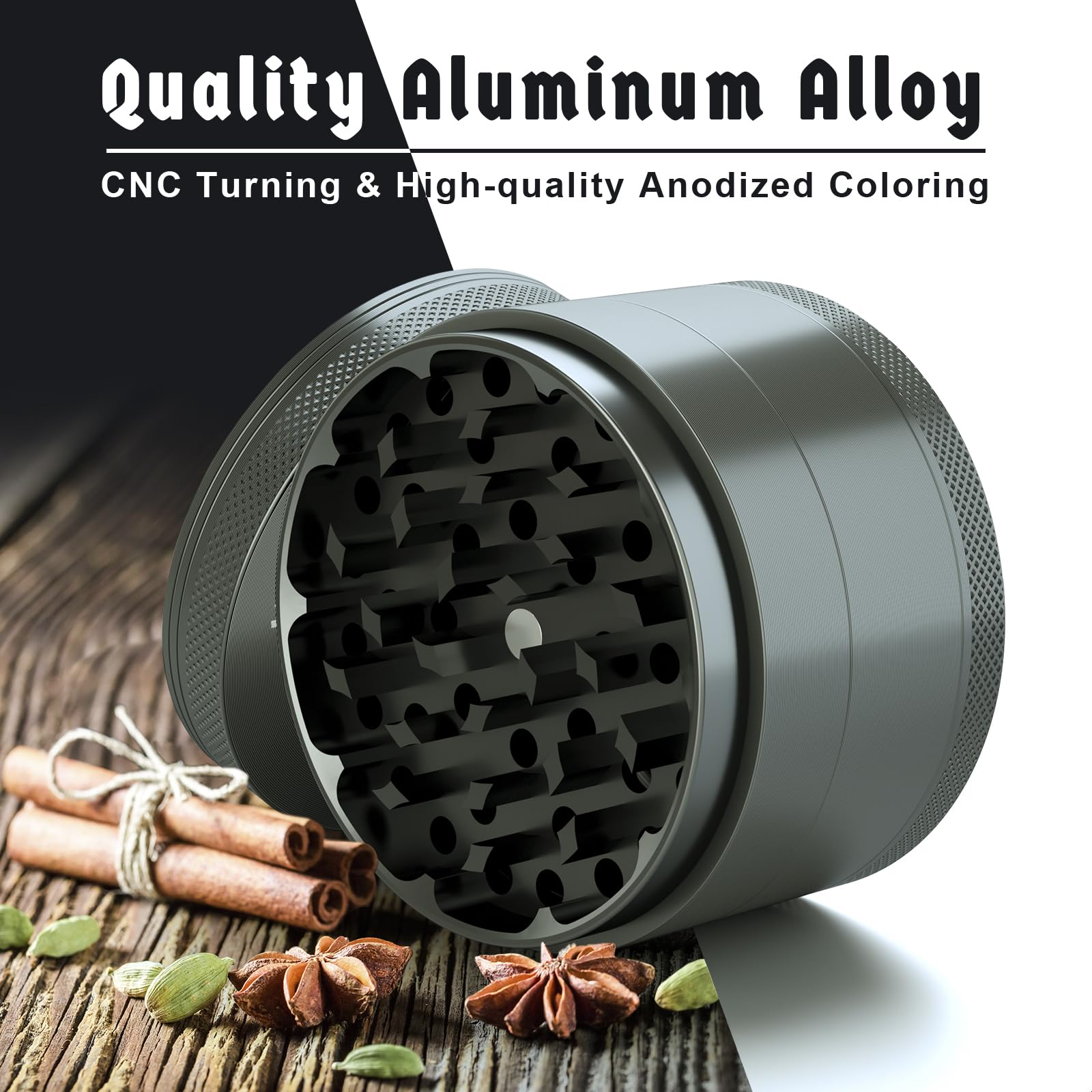 Premium 3.0 Inch Aluminum Spice Grinder - Durable & Efficient for Freshly Ground Spices, Herbs & Coffee - Perfect for Kitchen, Camping & Travel Use
