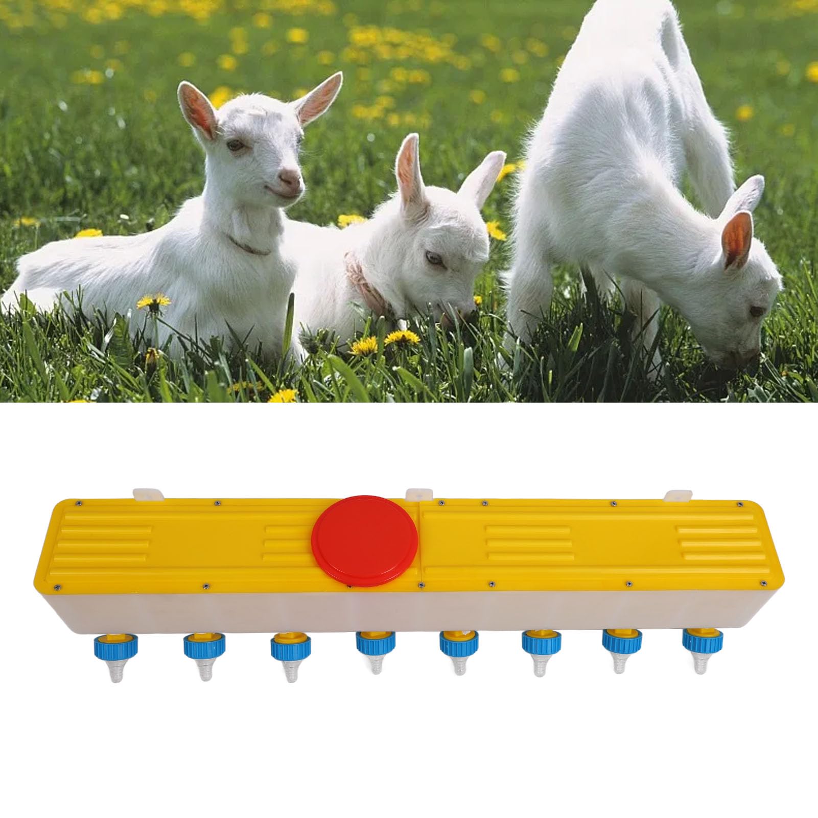 10L Calf & Goat Milk Feeder with 8 Nipples - Heavy Duty Lamb Milk Feeding Bucket for Sheep, Calves, and Nursing Animals - Ideal for Farm, Ranch, and Livestock Care