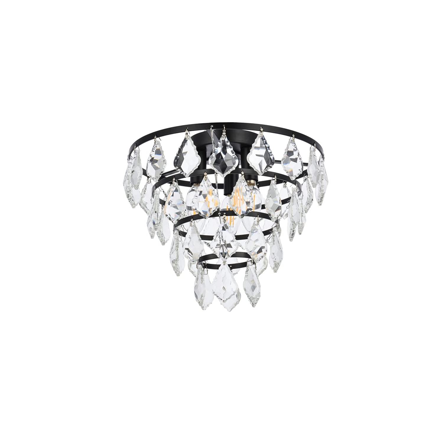 12 Inch Black Ella Flush Mount Ceiling Light - Modern Indoor Lighting Fixture for Living Room, Bedroom & Kitchen Decor