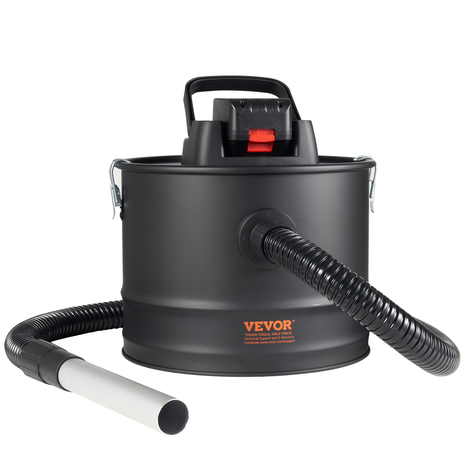 VEVOR 15L Cordless Ash Vacuum Cleaner - Powerful 10Kpa Suction, Portable & Lightweight with Reverse Function & 5.9ft Cable - Ideal for Fireplaces, Pellet Stoves, Wood Stoves (Black) | Perfect for Home Heating Maintenance & Fireplace Ash Cleanup