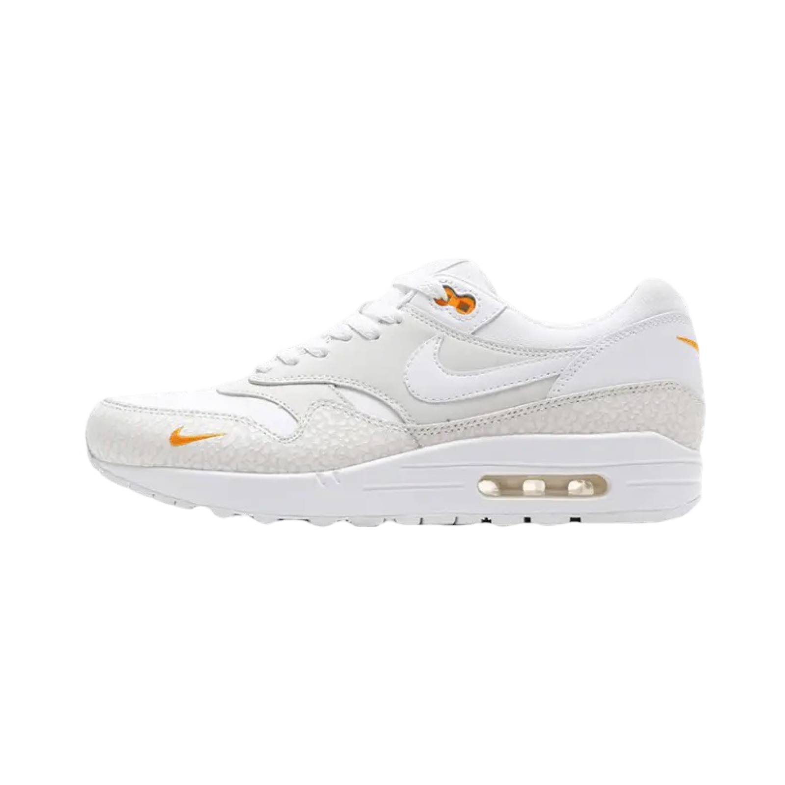 Nike Air Max 1 Men's Running Shoes - White Kumquat Colorway | Lightweight Cushioned Sneakers for Jogging, Gym Workouts & Casual Wear