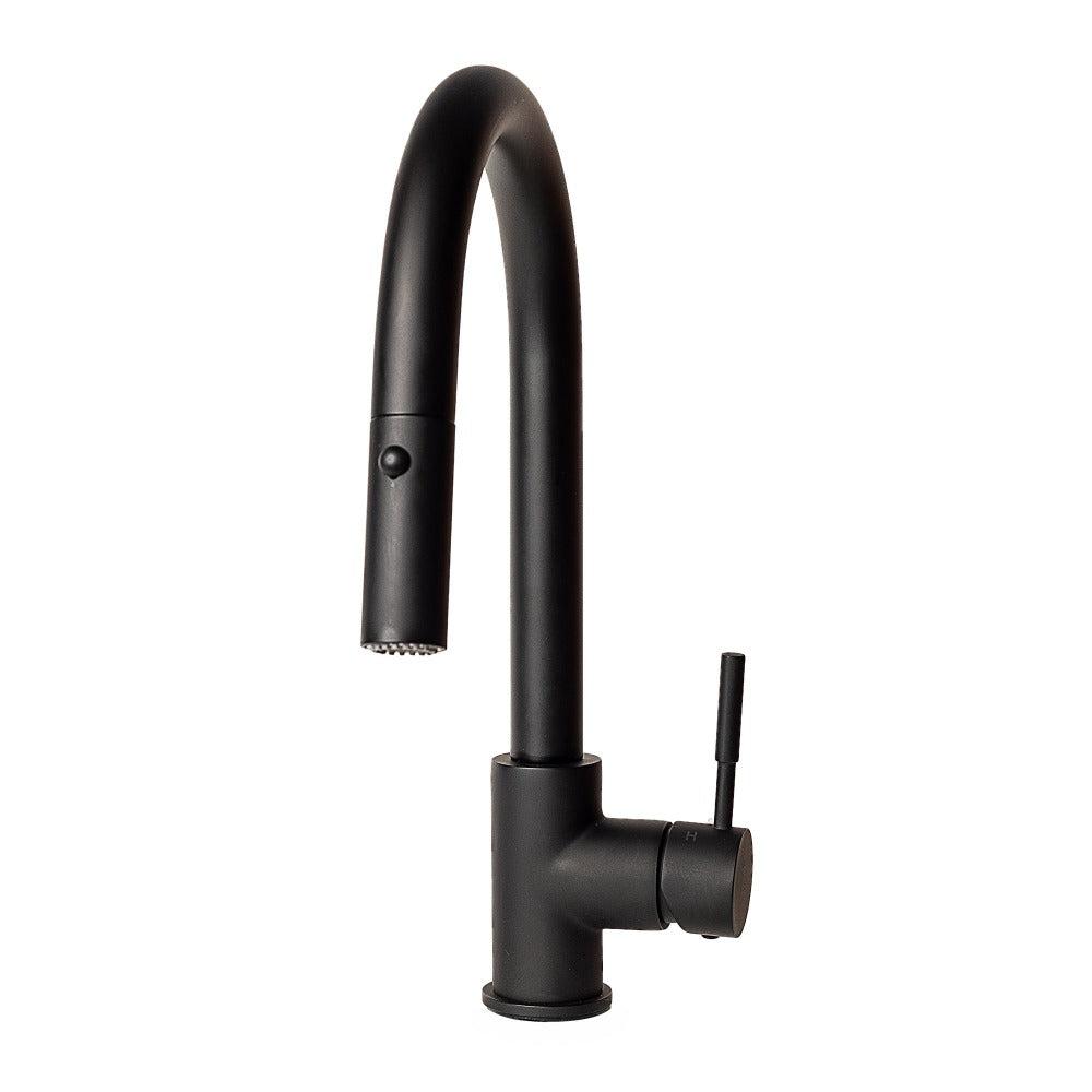ZLINE Arthur Matte Black Pull Down Single Handle Kitchen Faucet - Modern Design for Sink, Dishwashing & Food Prep (ATH KF MB)