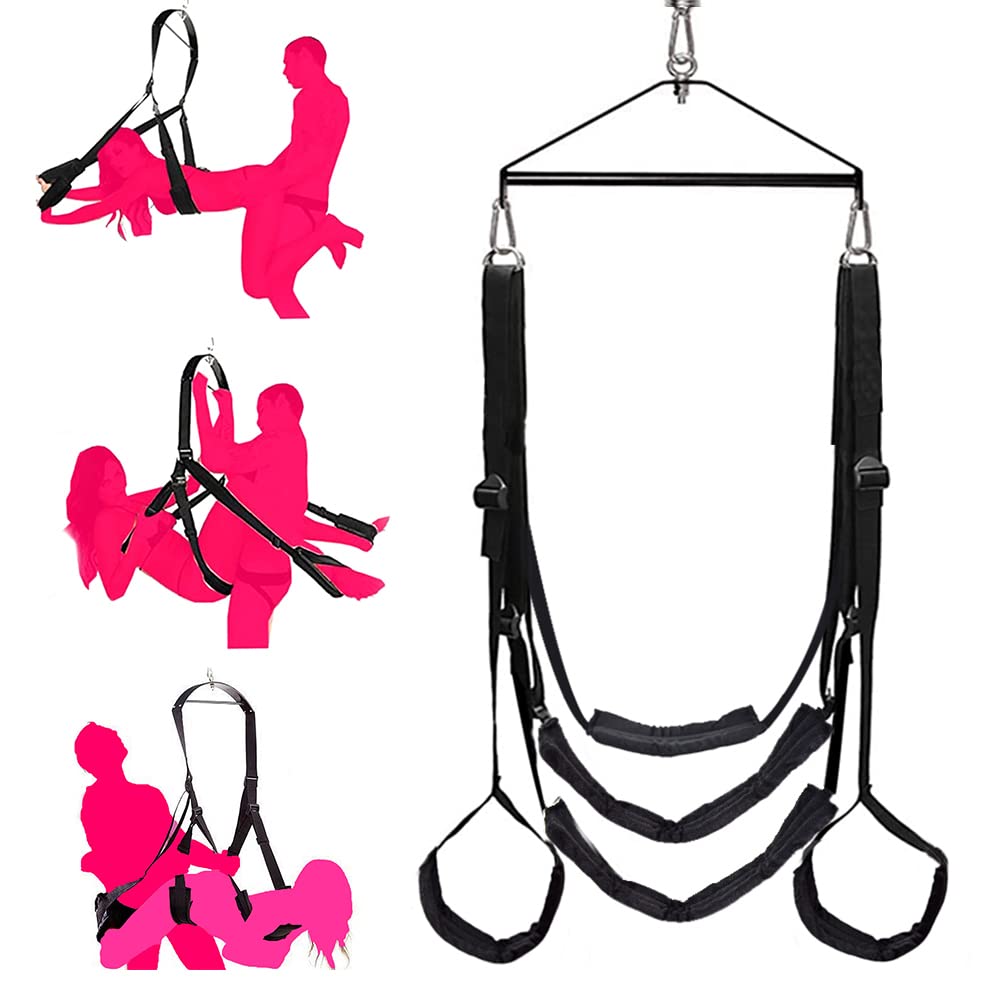 360 Degree Adjustable Ceiling Sex Swing for Couples - Heavy Duty 800LBS Capacity with Soft Straps - Adult Bondage Restraint Set for Bedroom, BDSM, Yoga & Spice Up Your Sex Life - Perfect for Home Use & Indoor Play