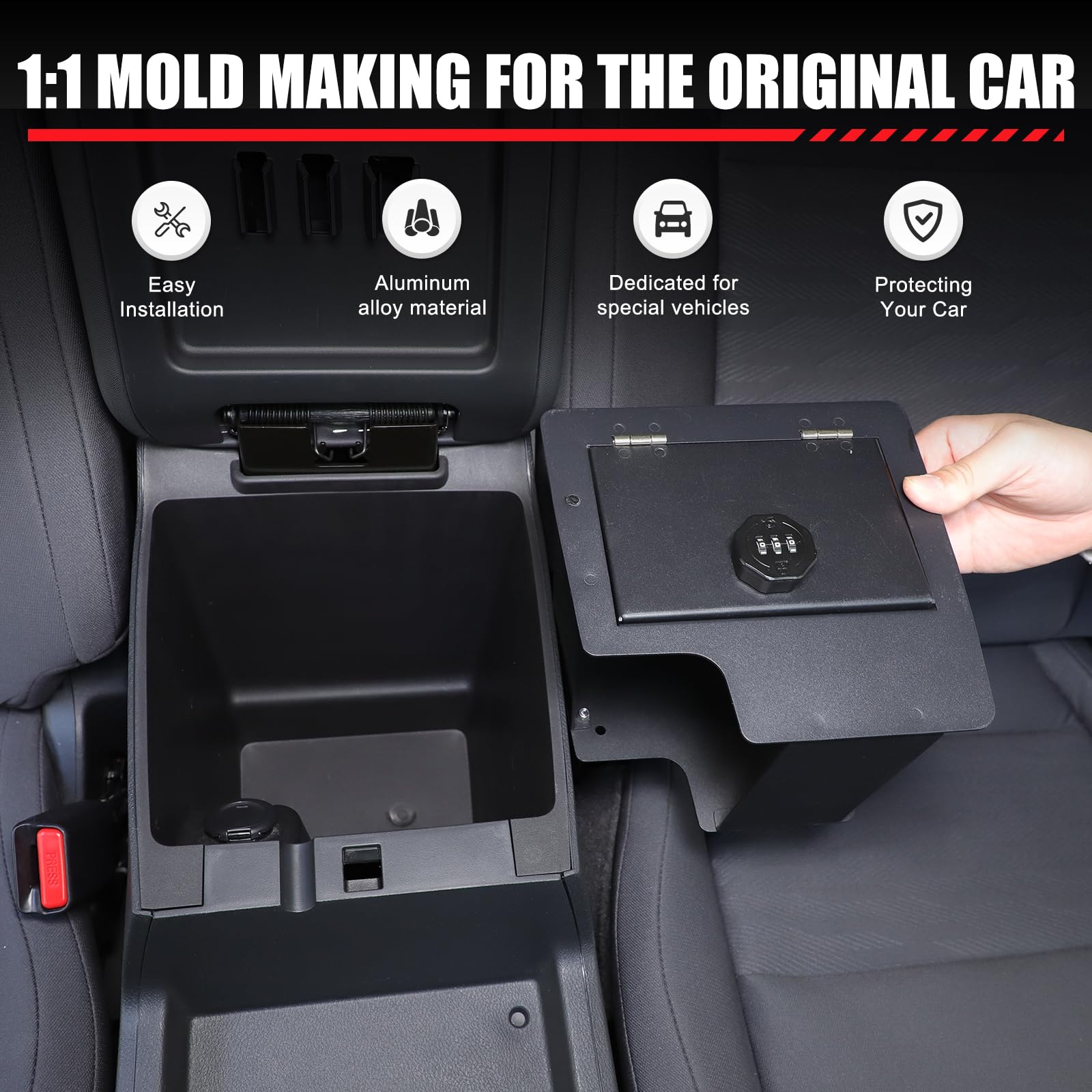 Daeiclru Center Console Safe Box with Password Lock for Nissan Frontier 2022-2025 - Secure Armrest Storage Organizer for Car Accessories, Valuables & Documents - Perfect for Road Trips, Daily Commute and Vehicle Security