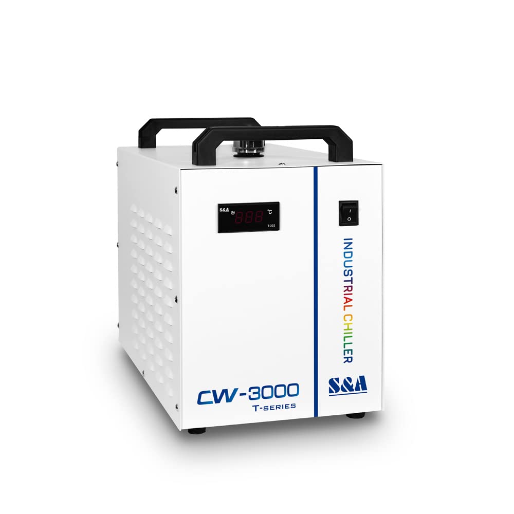 CW-3000DG Industrial Water Chiller - Thermolysis Cooling System for CO2 Laser Engraving Machines | 1P 110V 60Hz AC | Perfect for Glass Tube Engraving & Industrial Cooling Applications