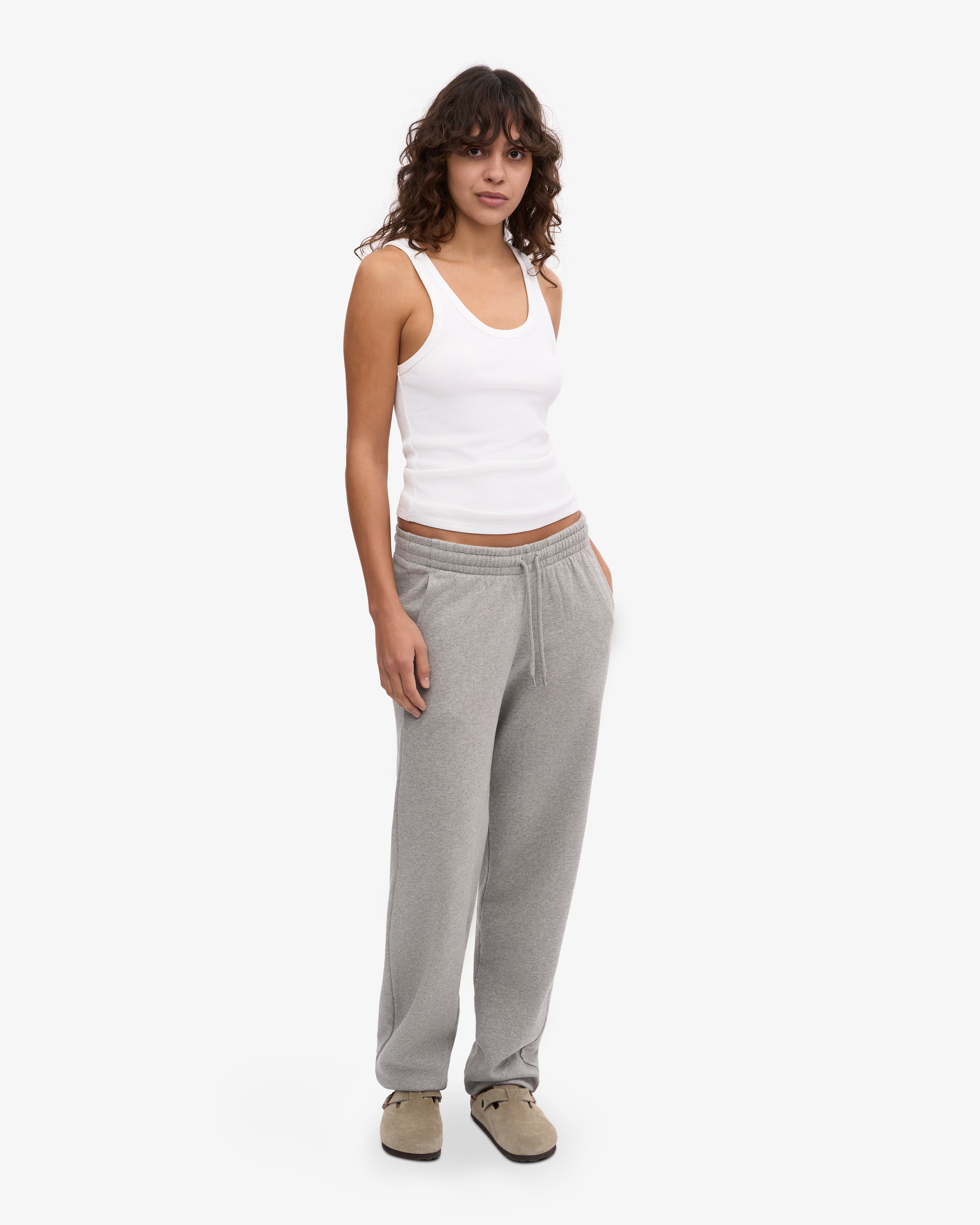 Premium Organic Cotton Sweatpants for Women - Heather Grey | Comfortable Lounge Pants for Yoga, Running & Home Relaxation