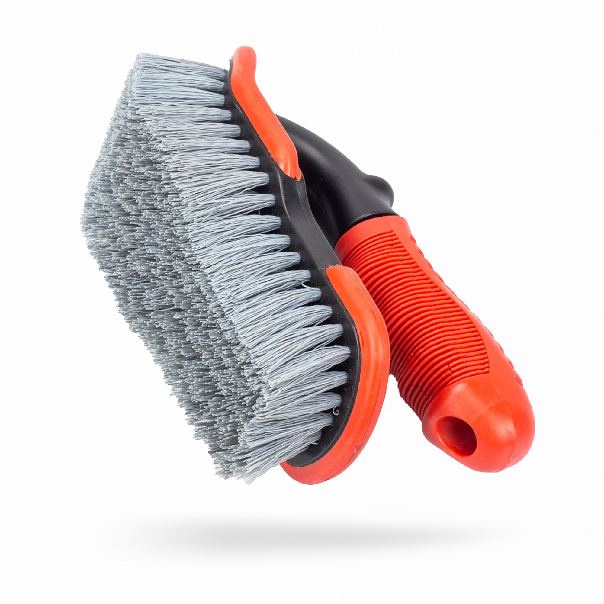 Maxshine Stiff Bristle Curved Brush for Car Detailing - 190mm Tire & Wheel Cleaning Brush | Perfect for Auto Shops, DIY Car Wash & Interior Cleaning
