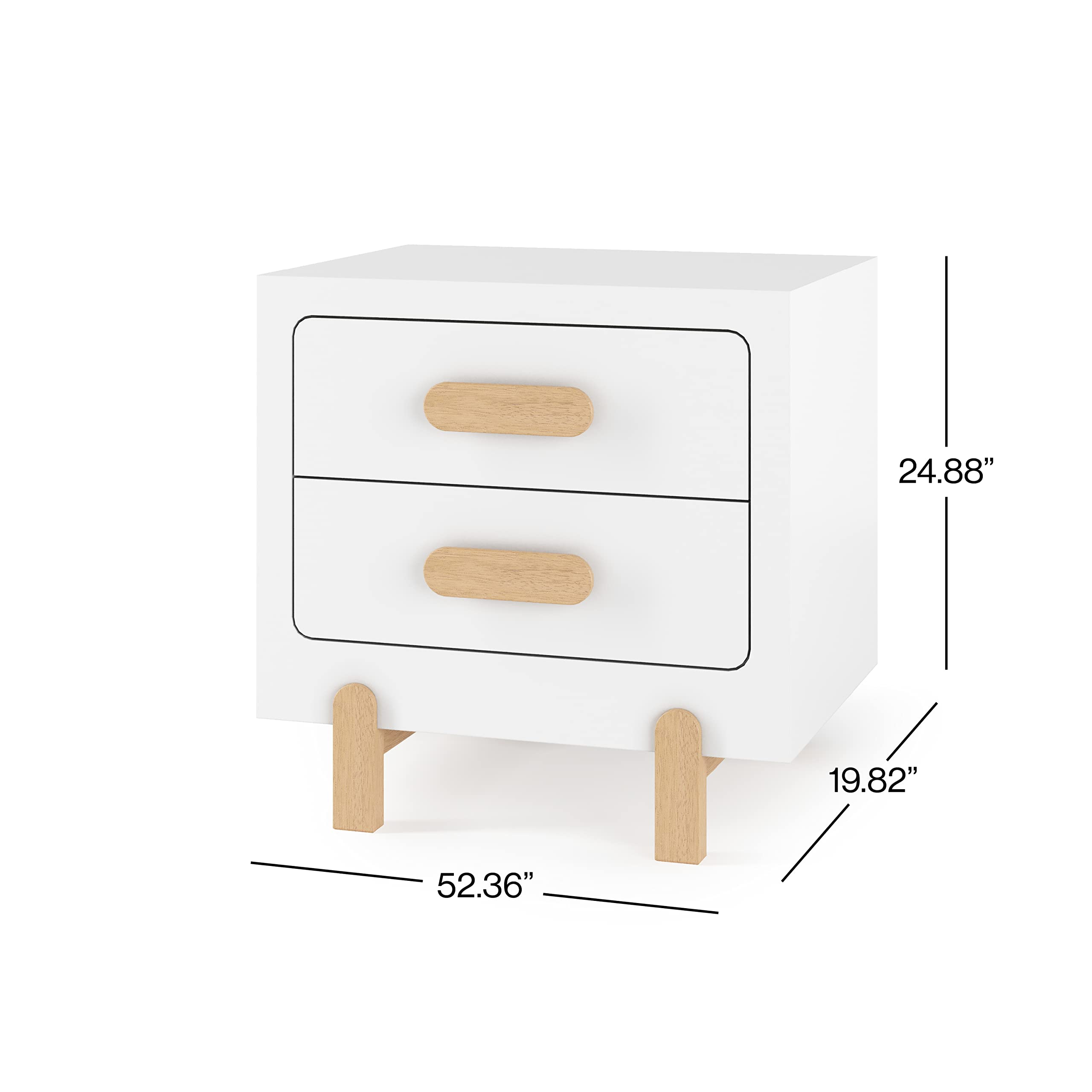 Child Craft Park Heights 2-Drawer Nightstand - Sturdy Pinewood Nursery & Bedroom Side Table with Large Storage | Made in USA | Fully Assembled Matte White | Perfect for Kids' Rooms, Guest Bedrooms & Small Spaces