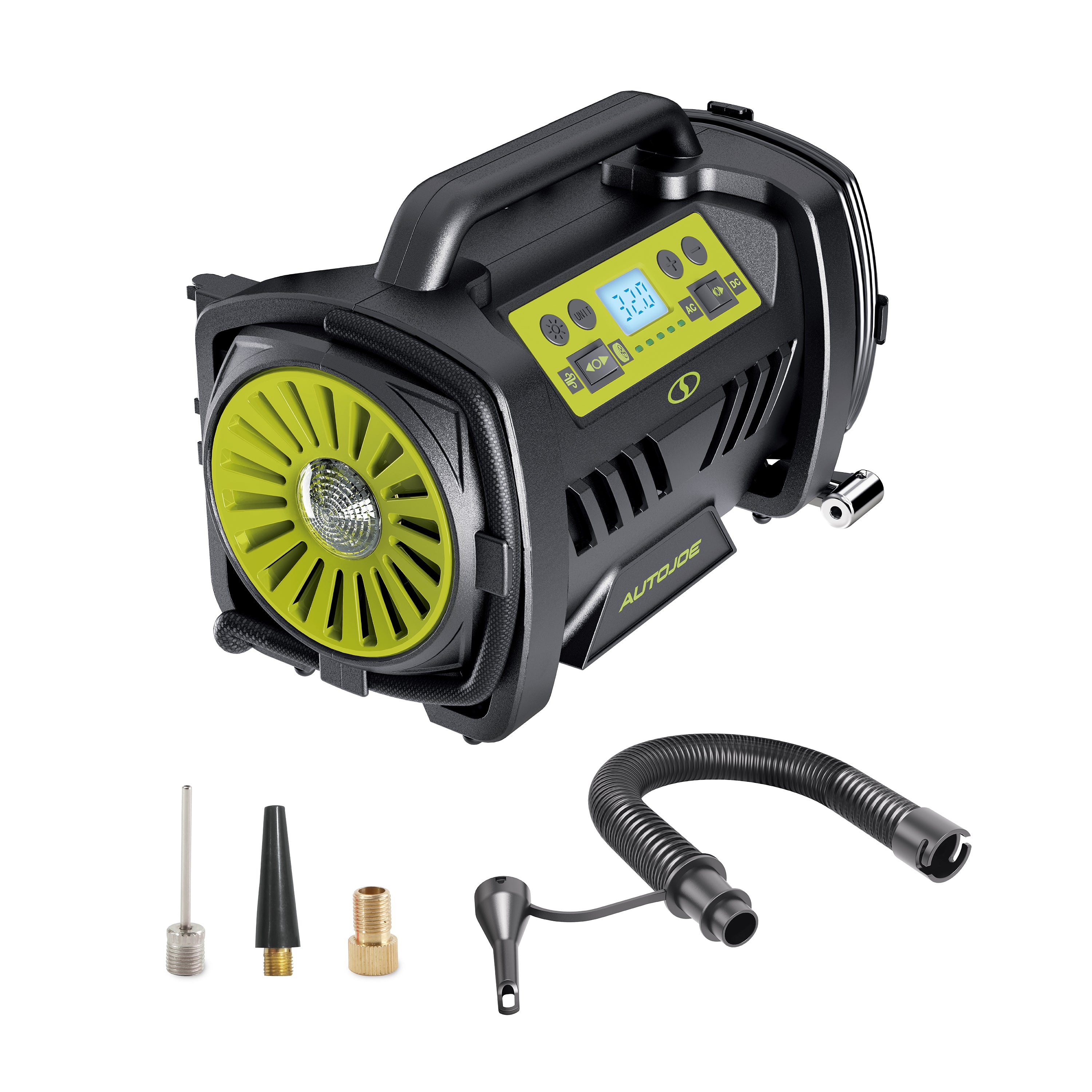 Auto Joe ATJ AIR1 HYB Hybrid 12V/120V AC High Volume Tire Inflator & Deflator with Digital Gauge - Fast Inflation for Cars, Trucks, Bikes & Sports Equipment - Perfect for Road Trips, Camping & Emergency Use