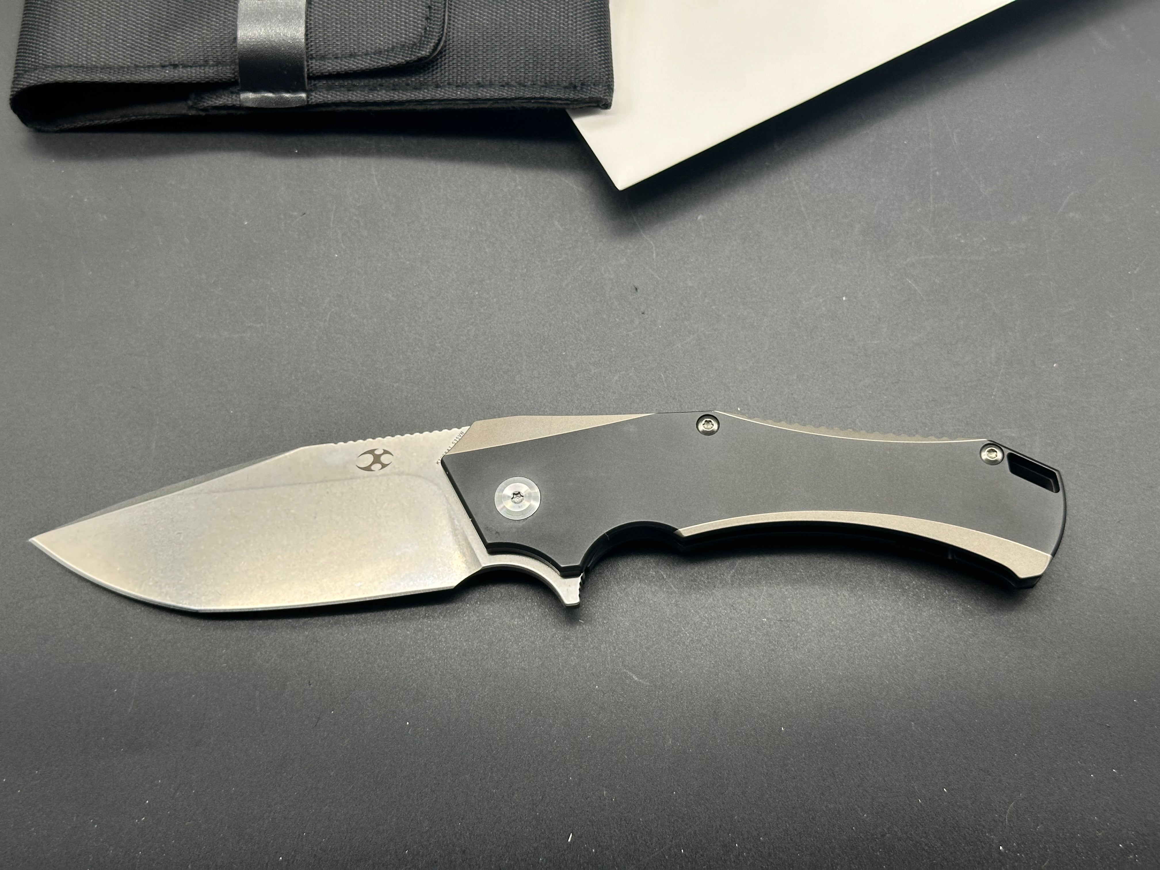 KANSEPT HELLX Folding Knife - Black Coated S35VN Blade, Titanium Handle, Plain Edge (Model K1008A1) | EDC Pocket Knife for Camping, Hiking & Outdoor Survival
