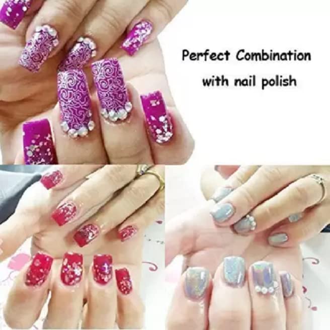 Elecsera Glitter Nail Stickers - 48 Pack Multicolor Nail Art Decals for DIY Manicure, Party & Festival Nail Designs