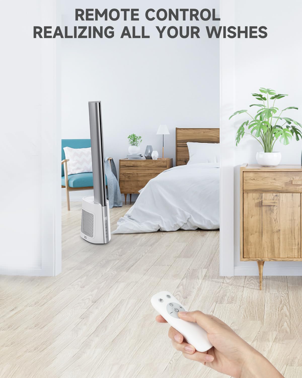 Gimify 40'' Bladeless Tower Fan with Remote Control - Ultra Quiet 120° Oscillating Fan, 3 Speed Modes & 12 Wind Settings, 12H Timer, HEPA Filter 99.97% Dust Smoke Removal for Bedroom, Office & Living Room - Perfect for Cooling, Air Purification & White Noise Sleep Aid