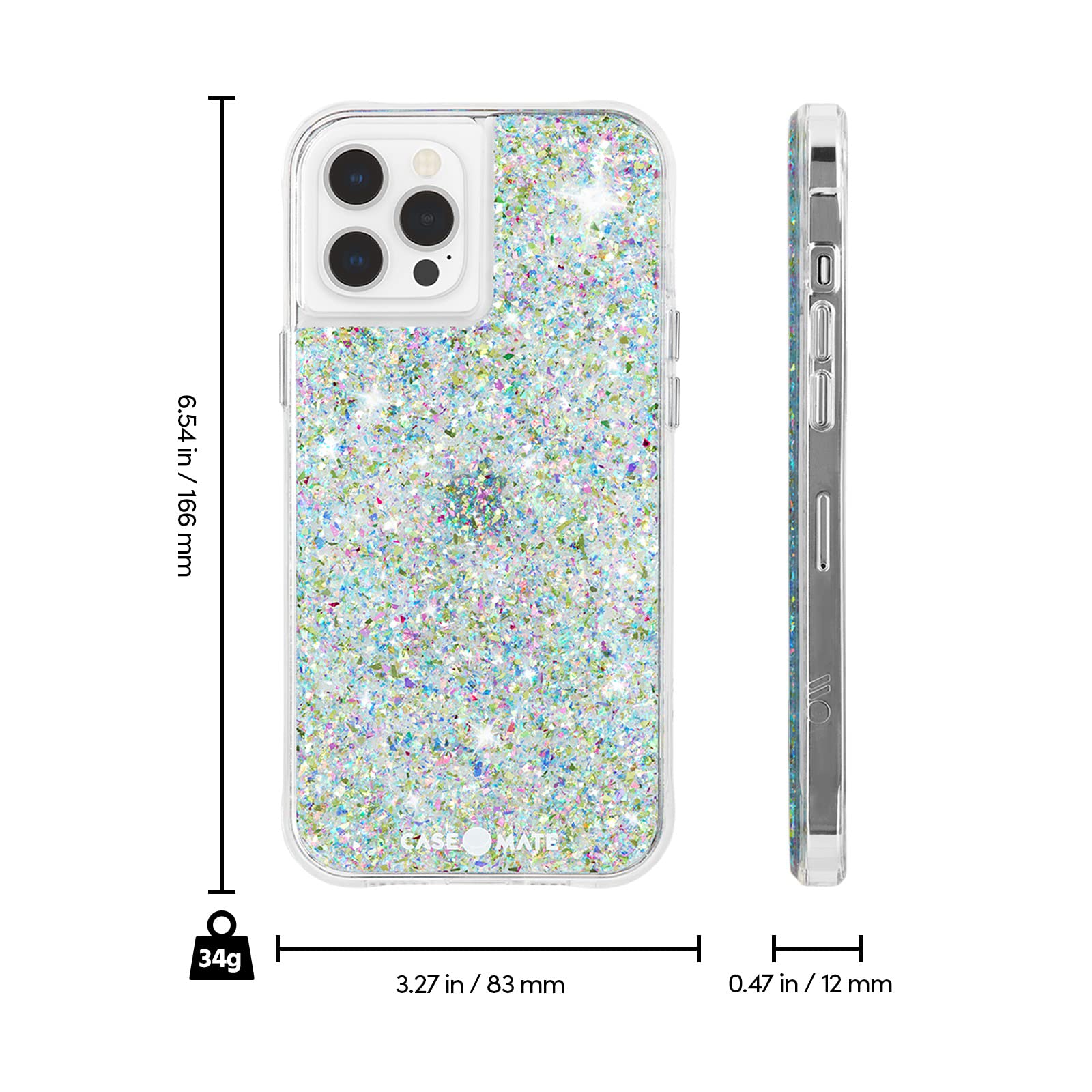 Case-Mate TWINKLE Protective Case for iPhone 12 Pro Max (6.7 Inch) - 10ft Drop Protection, Sparkly Confetti Design - Perfect for Parties, Travel & Everyday Use