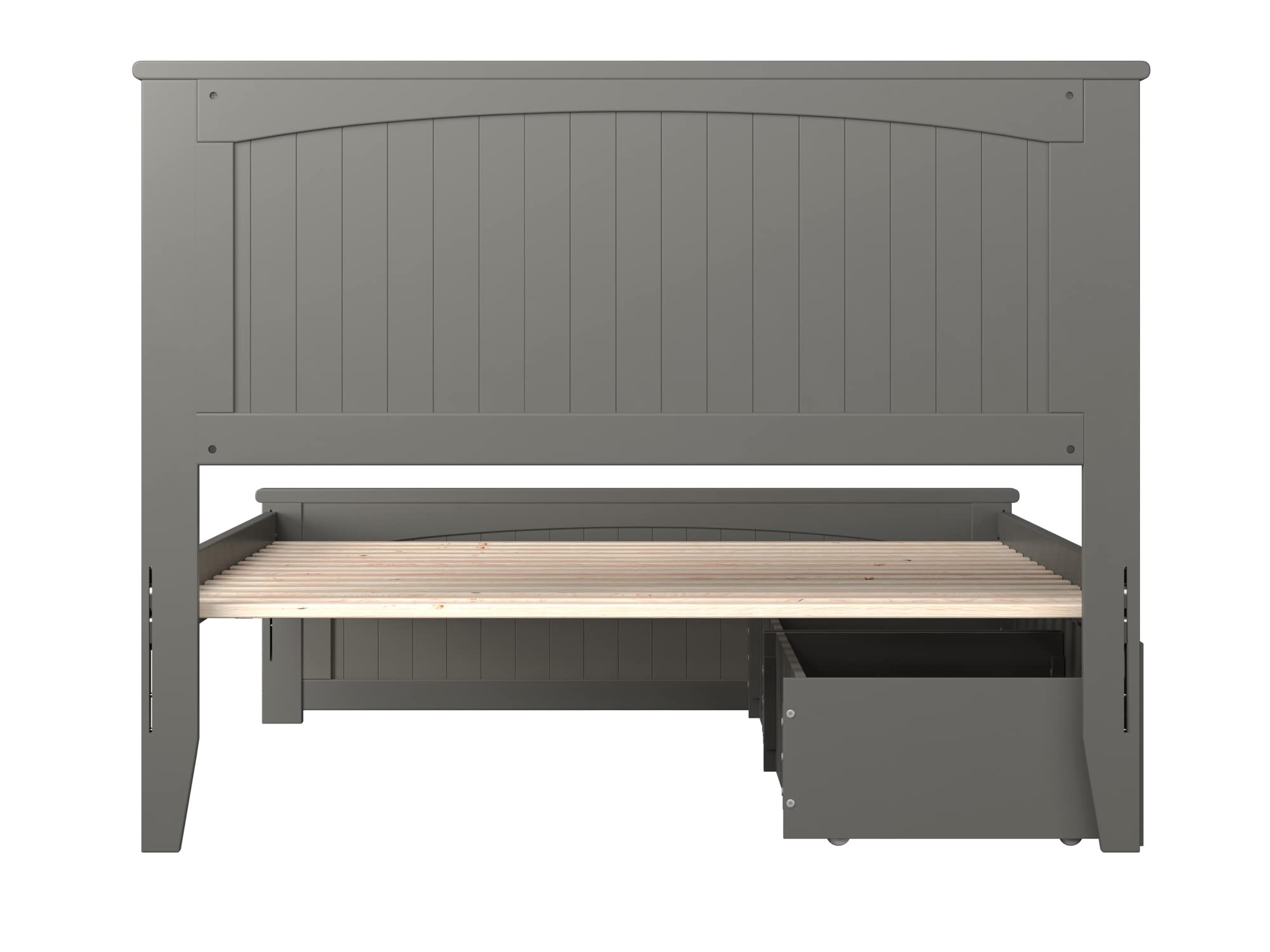 Nantucket Full Size Platform Bed Frame with Matching Footboard & Urban Storage Drawers - Grey Modern Bedroom Furniture for Small Spaces & Guest Rooms