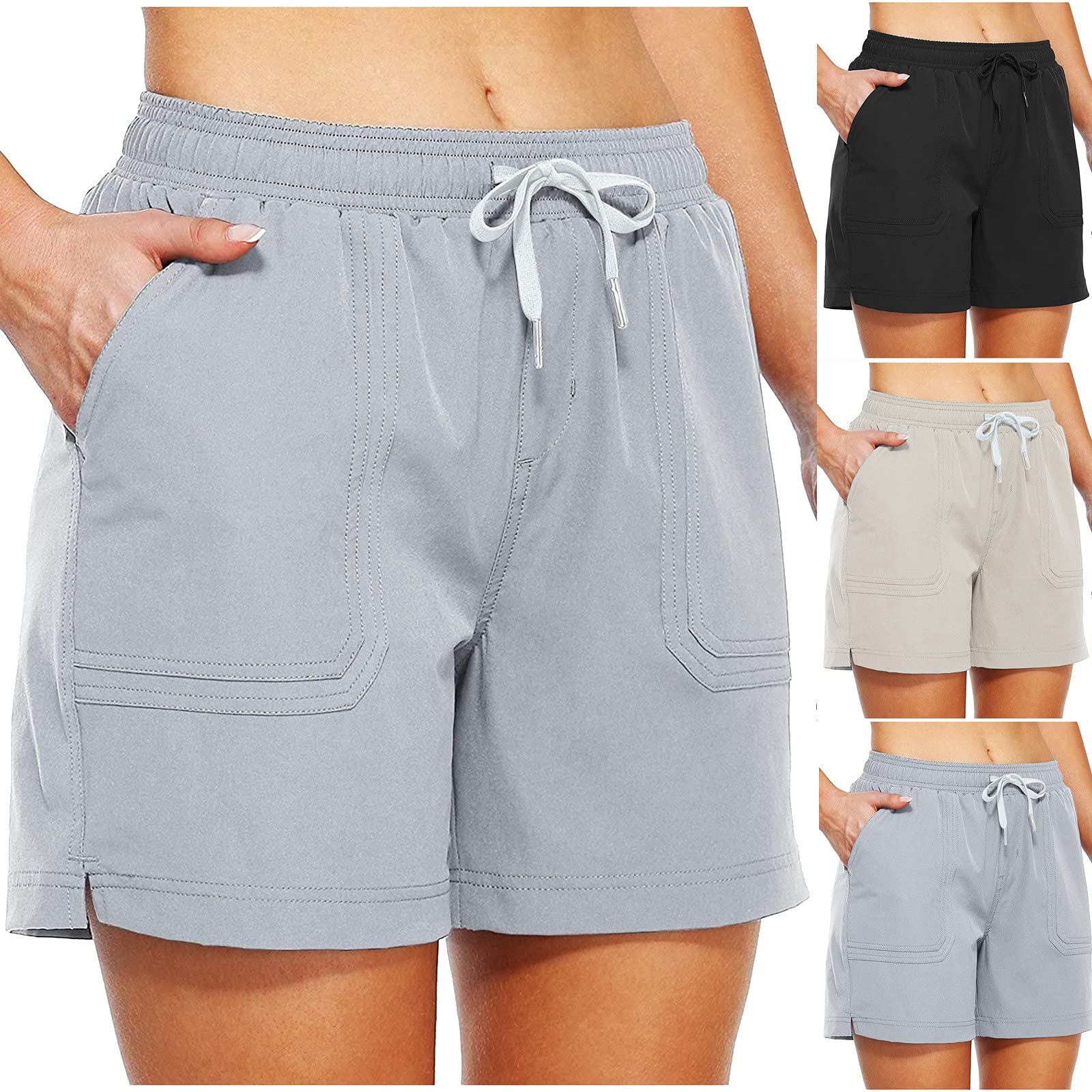 KUDICO Women's Bermuda Shorts - Elastic Waist Summer Casual Shorts with Drawstring & Pockets | Comfortable Gym Running Shorts for Workout, Yoga, Travel & Everyday Wear