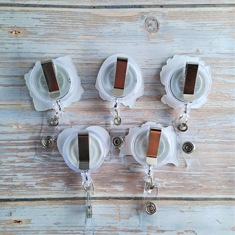5 Pack Retractable Nurse Badge Reel Holders - Funny & Cute ID Card Clips for Nurses, Doctors, Medical Assistants & Pharmacy Staff - Perfect for Hospitals, Clinics & Office Work - Essential Nursing Accessories & Gifts