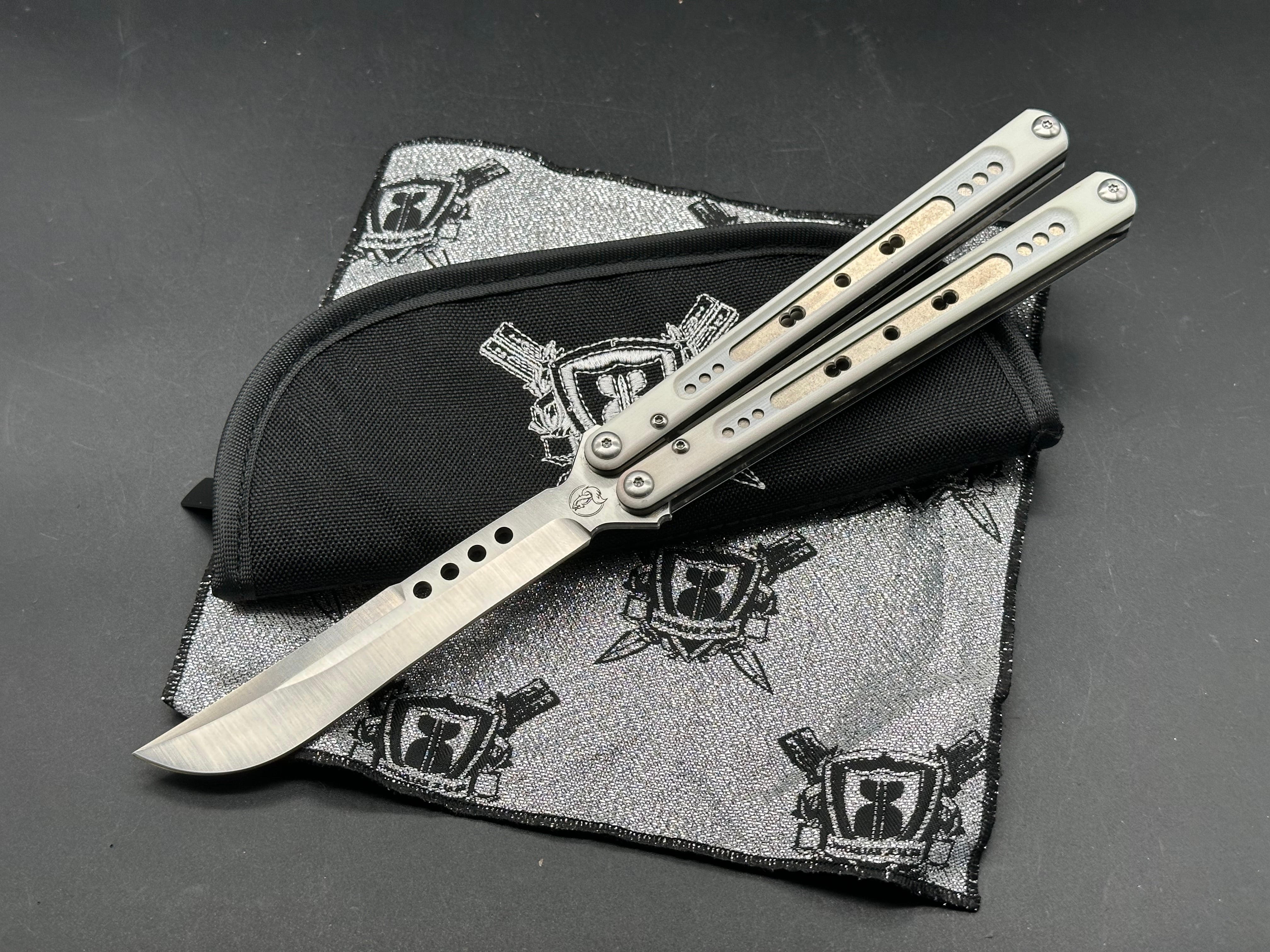 Rebola 1st Edition Black Balisong Butterfly Knife - Limited Serial #02 with White G10 & Titanium Liner - Perfect for Collectors, EDC, and Flipping Tricks