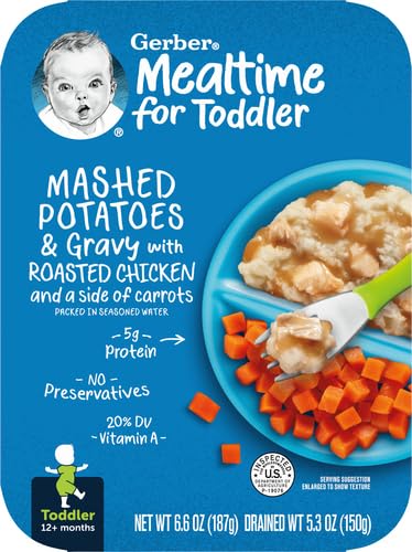 Gerber Toddler Meal - Mashed Potatoes & Gravy with Roasted Chicken & Carrots (6.6 Oz) | Nutritious Baby Food for 12+ Months | Perfect for Lunch, Dinner or On-the-Go Snacks