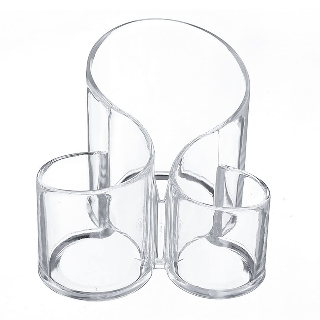 SCDZS Clear Acrylic Pen Holder & Cosmetic Storage Box - Multifunctional Jewelry Display Stand (14cm x 14cm) | Perfect for Office Desk Organization, Makeup Vanity & Jewelry Display