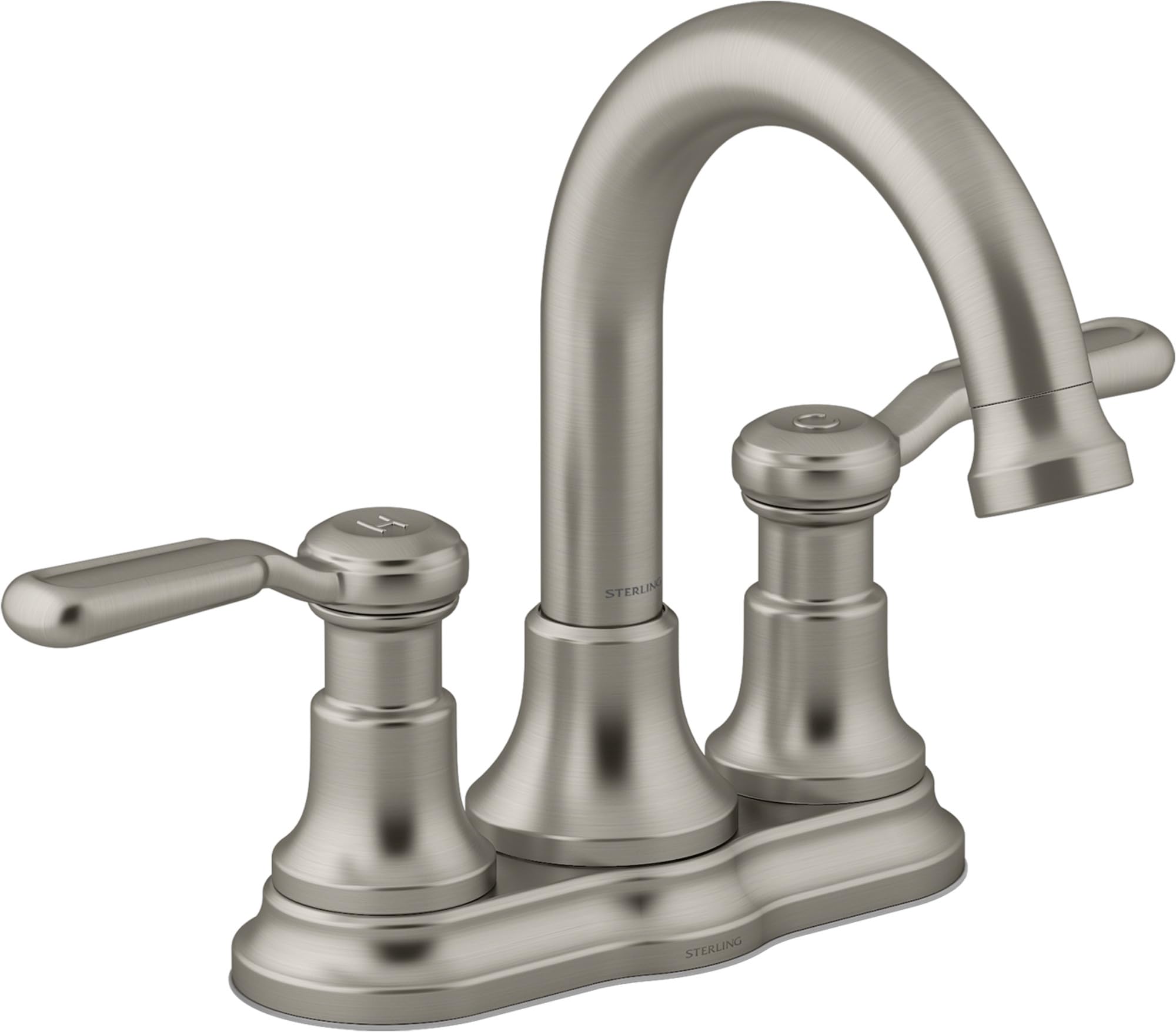 KOHLER Ludington Centerset Bathroom Sink Faucet - Modern 2-Handle Bathroom Faucet with High Arc Spout for Vanity Sink, Perfect for Home, Hotel, and Commercial Use