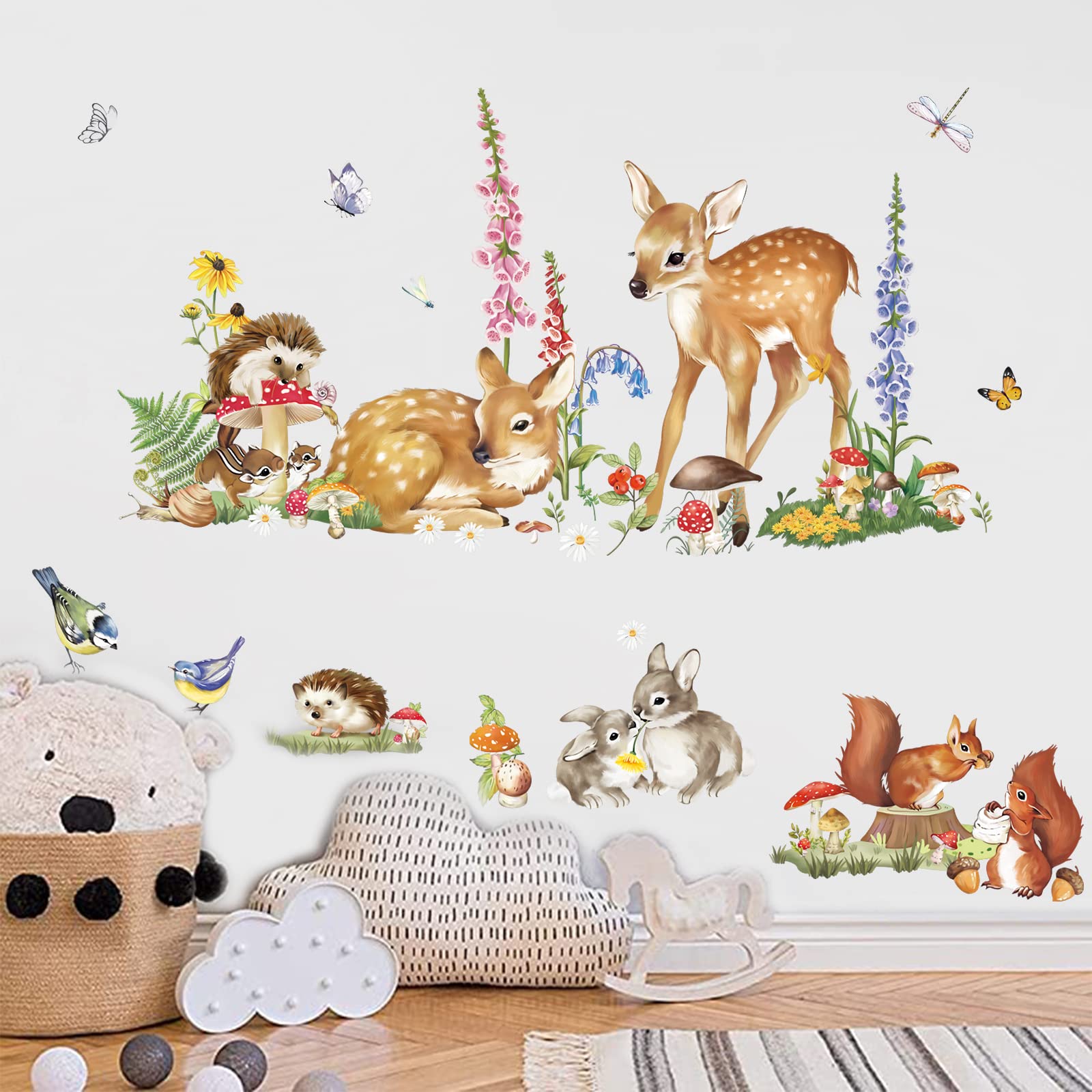 Woodland Animal Wall Decals - Deer, Rabbit & Squirrel Stickers for Kids Room & Nursery Decor | Easter, Baby Shower & Birthday Party Wall Art