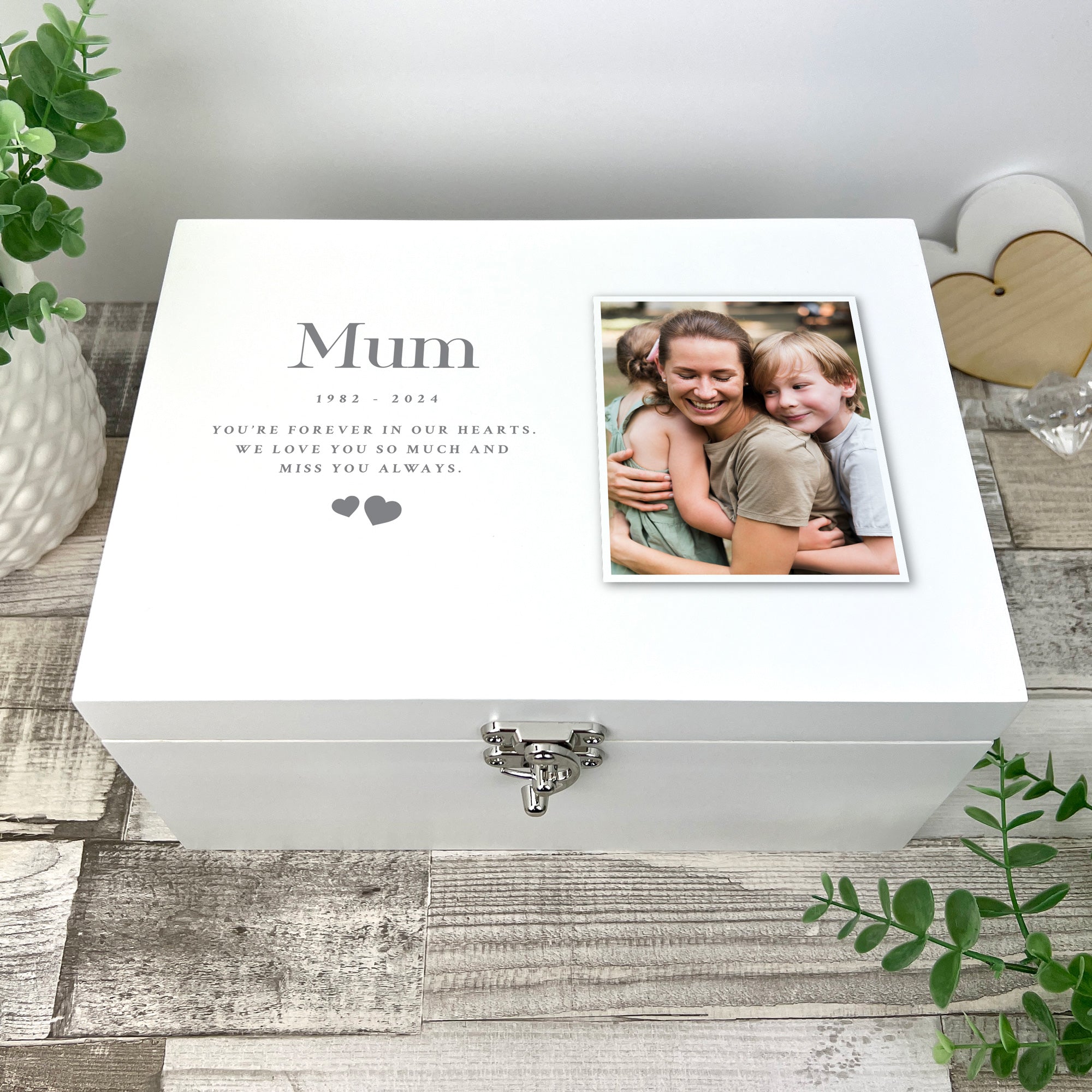 Personalized Memorial Photo Keepsake Box - Engraved Memory Box for Loved Ones - 3 Sizes (8.7