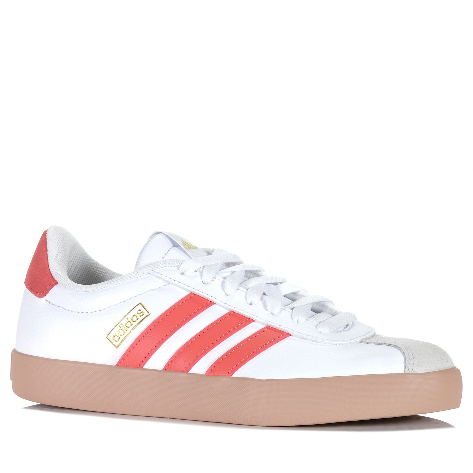 Adidas VL Court 3.0 Women's Sneakers - White/Preloved Scarlet - Comfortable Tennis Shoes for Women | Perfect for Casual Wear, Gym & Sports Activities