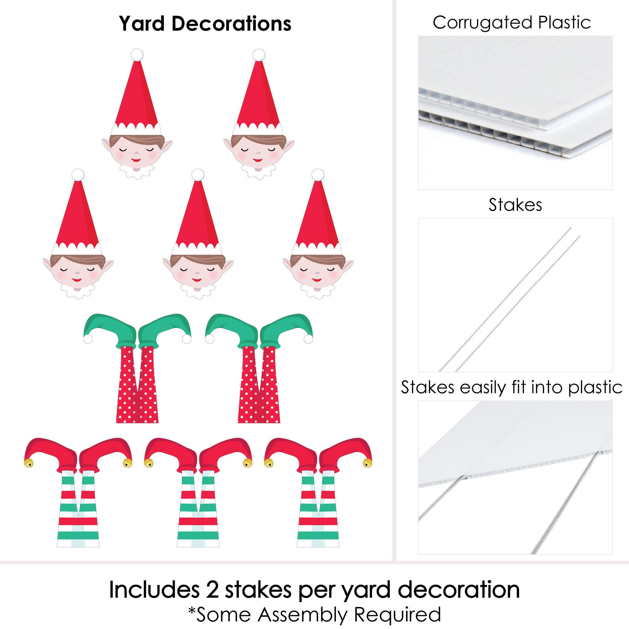Big Dot of Happiness Elf Squad - 10-Piece Outdoor Christmas & Birthday Lawn Decorations for Kids - Perfect for Holiday Yard Decor, Elf-Themed Parties, and Festive Outdoor Celebrations