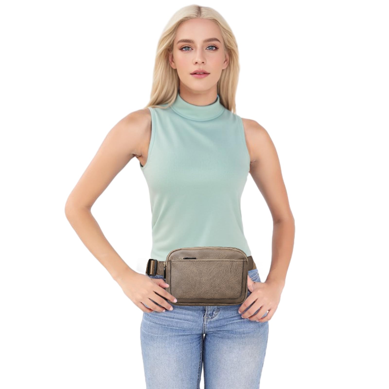 Vegan Leather Belt Bag for Women - Adjustable Strap Fanny Pack Crossbody Purse by Amxnx | Fashion Waist Pack for Travel, Gym & Everyday Use