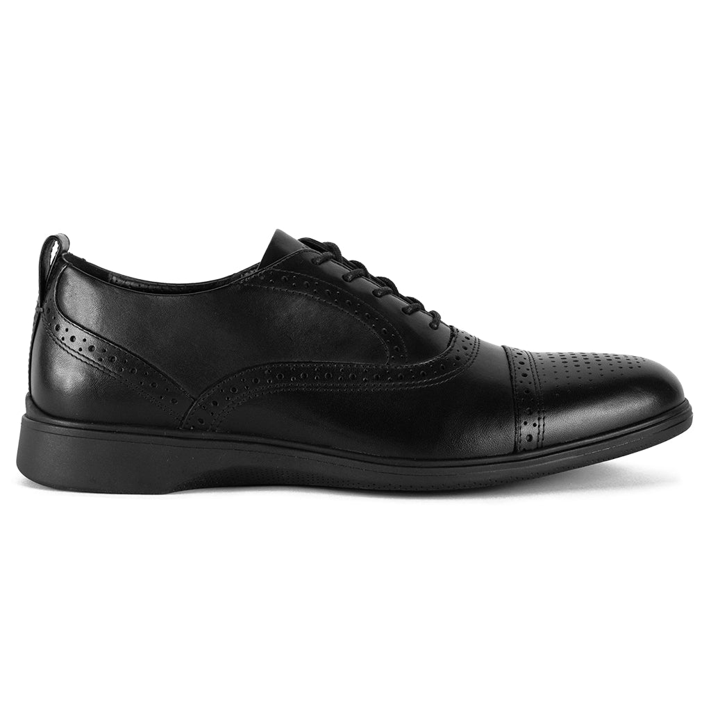 Premium Cap Toe Oxford Dress Shoes for Men - Classic Obsidian Black Leather - Perfect for Business, Weddings & Formal Events