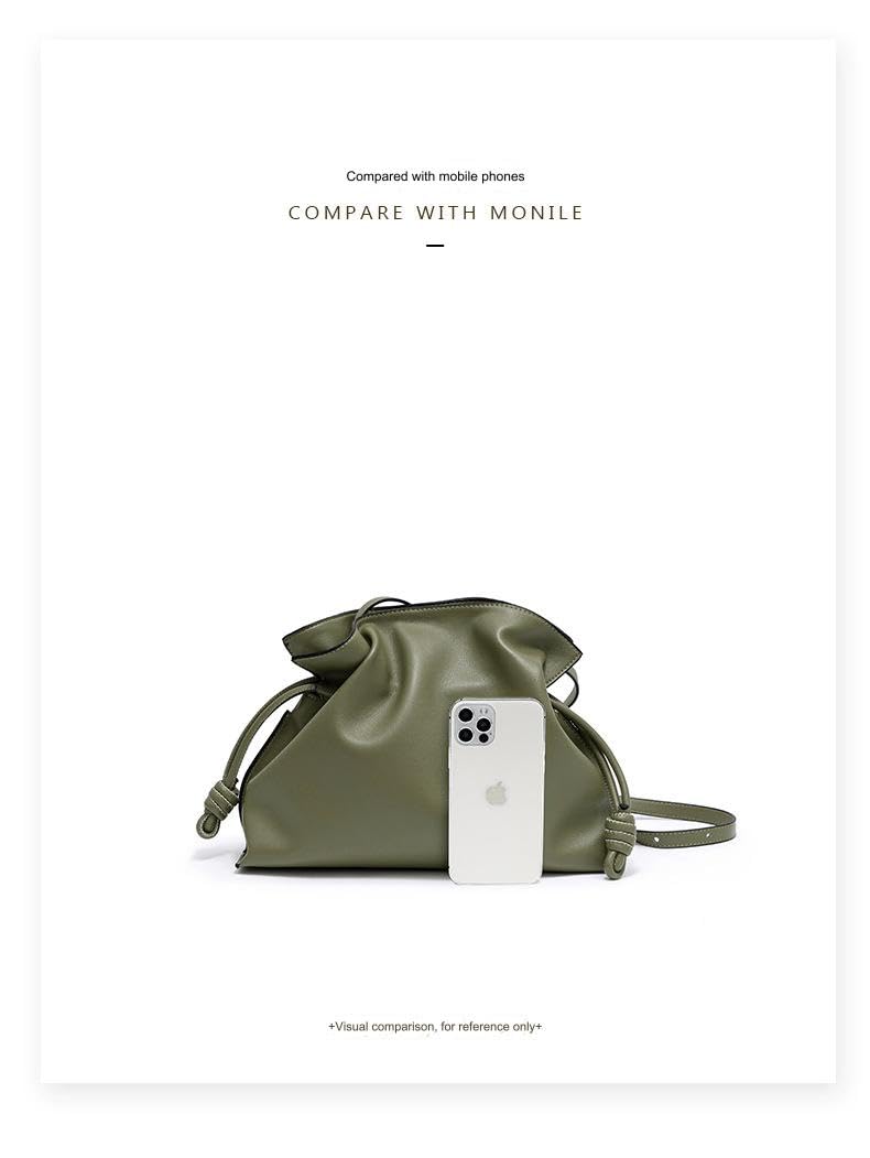 MOZEK Genuine Leather One-Shoulder Crossbody Bag - Korean Style Cloud Purse with Large Capacity | Perfect for Work, Travel & Daily Use (Lucky Bag Design)