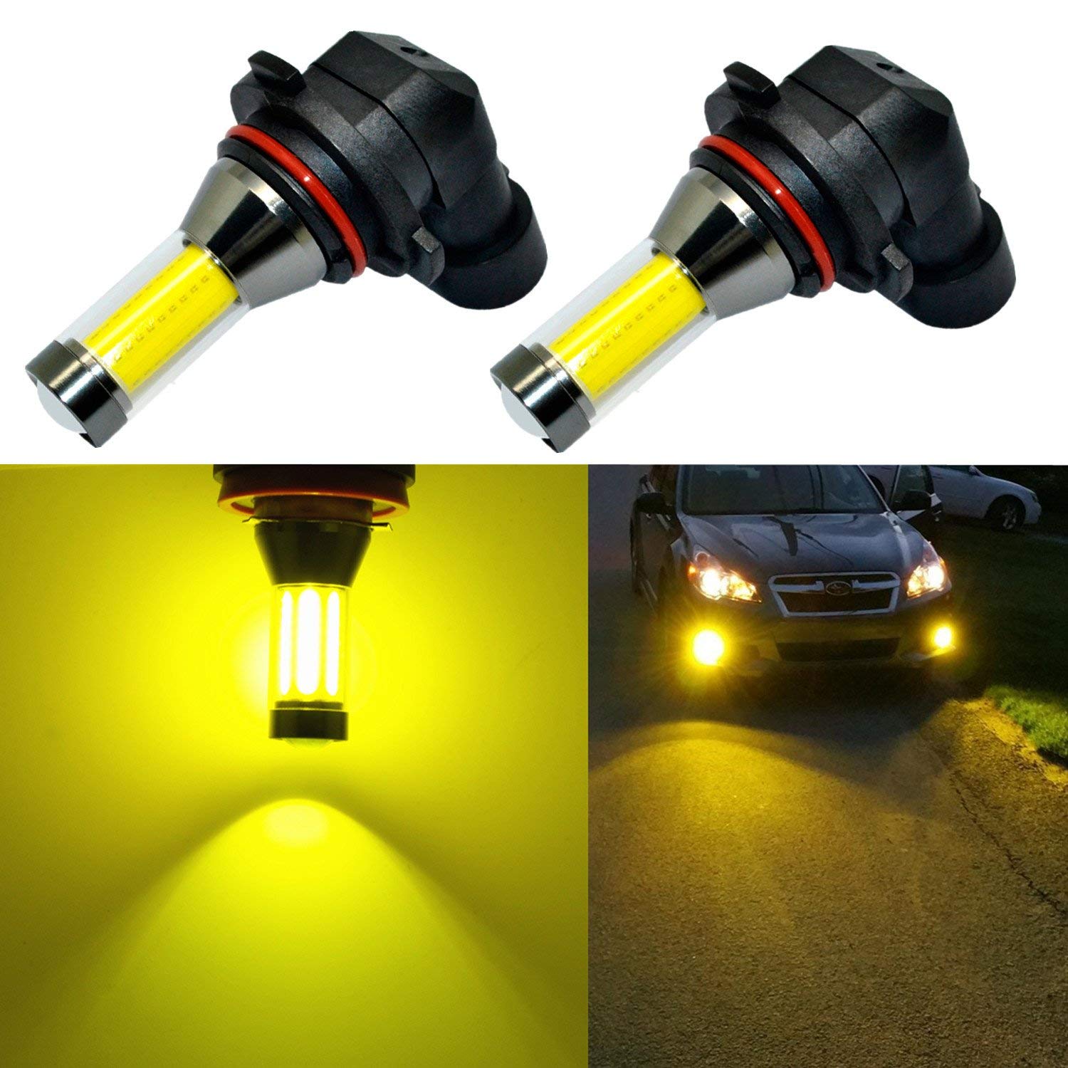 Alla Lighting Xtreme Super Bright 9006 LED Fog Light Bulbs - 3000K Amber Yellow COB HB4 Replacement Bulbs for Cars, Trucks, SUVs - Perfect for Night Driving, Foggy Weather & Off-Road Adventures