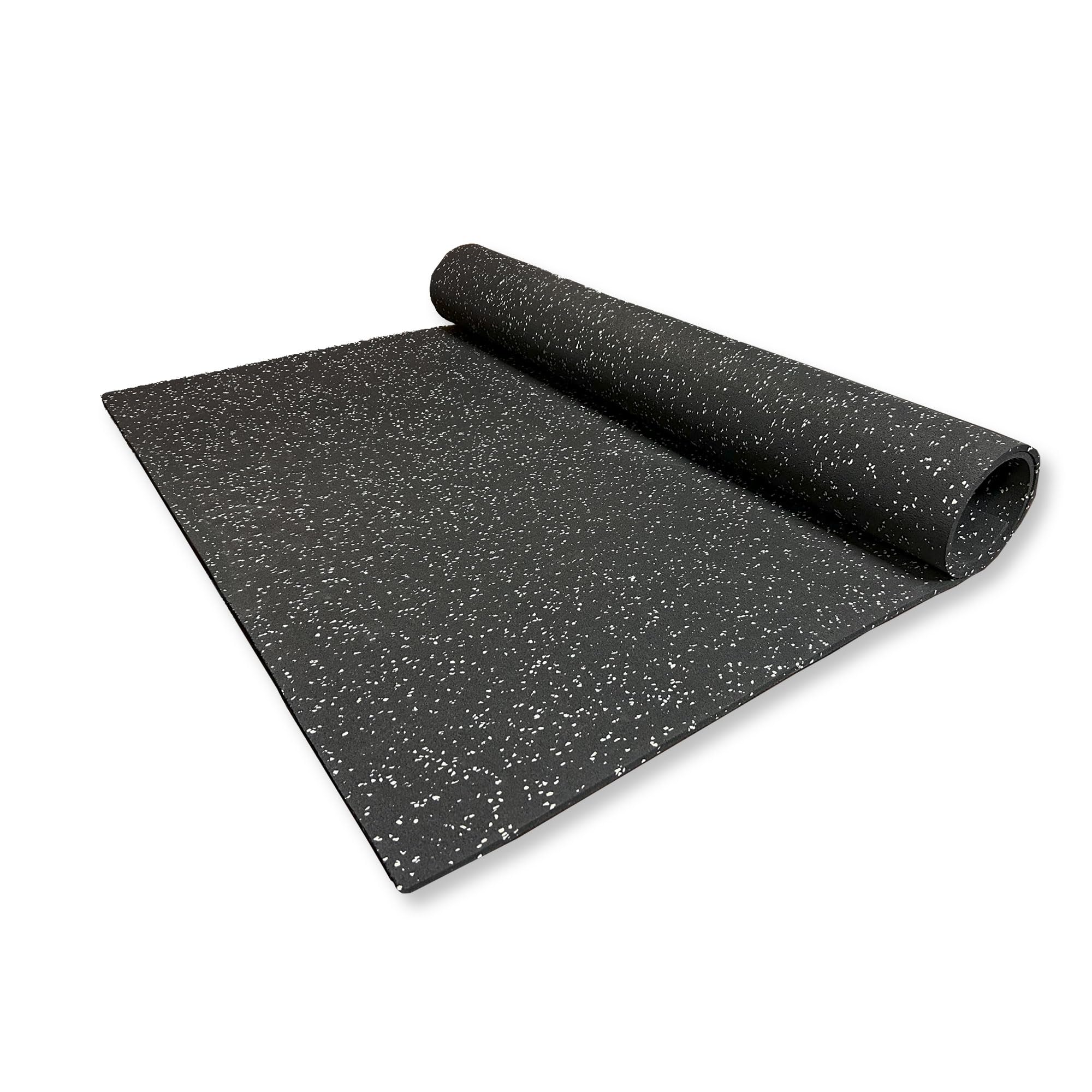On Deck Sports 8mm Gray Fleck Rubber Flooring Roll (4x6 ft) - Durable Gym Flooring for Home Workouts, Garage Gyms & Fitness Studios