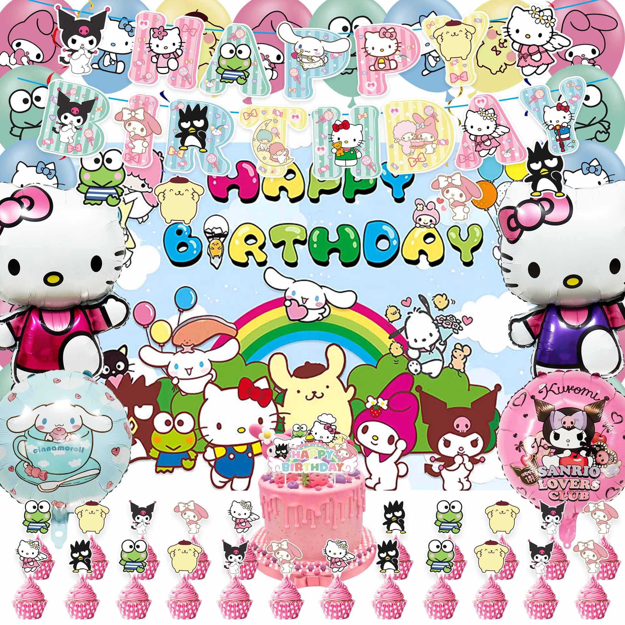 Adorable Kitty Birthday Party Supplies Set - Kawaii Cat Theme Decorations with Banner, Foil Balloons, Backdrop & Cupcake Toppers - Perfect for Kitty & Friends Birthday Celebrations, Baby Showers & Themed Parties
