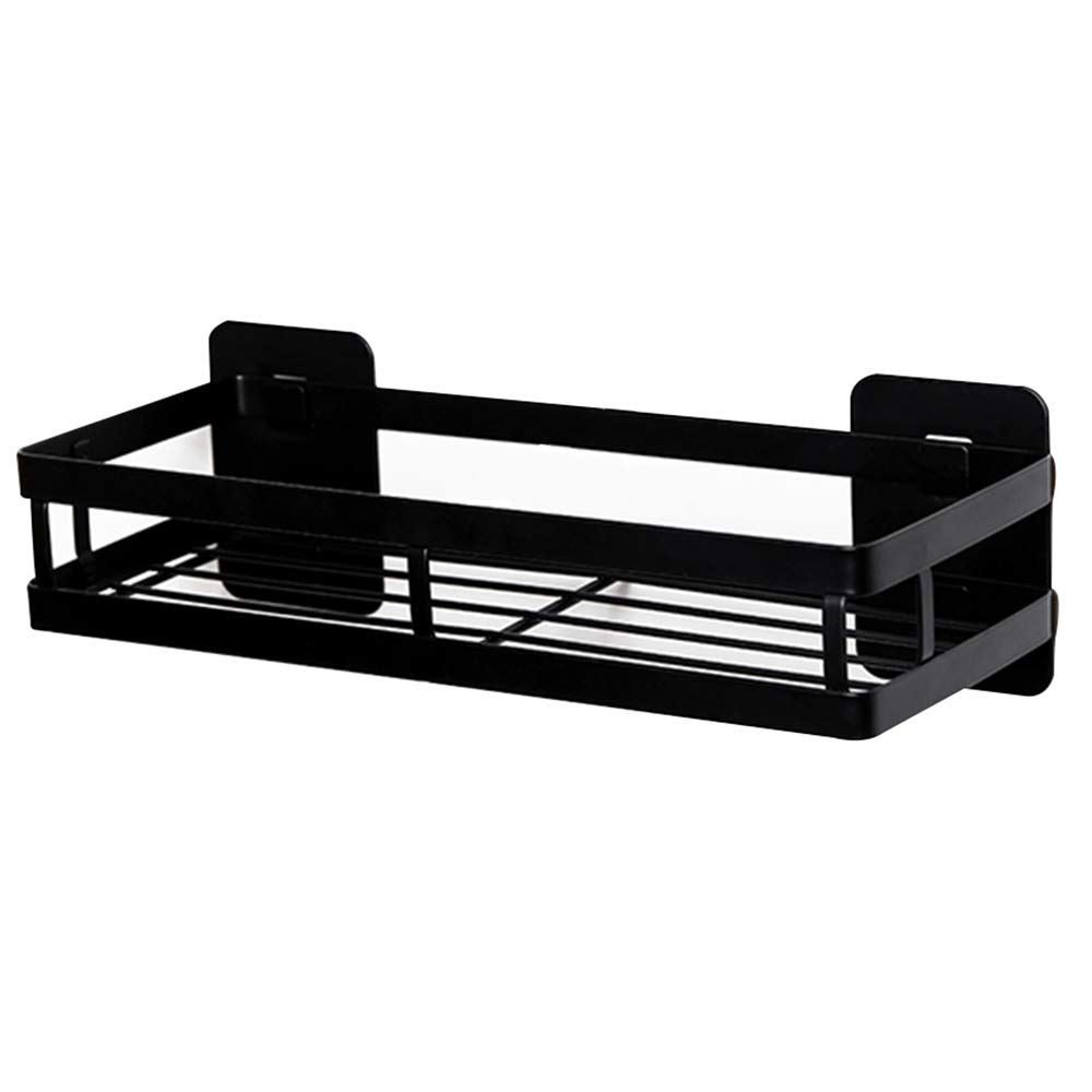 **Wall Mounted Spice Rack - Black Kitchen Shelves, Heavy Duty Perforation-Free Storage Organizer (25x10x8cm) - Perfect for Pantry, Spice Storage & Small Kitchen Organization**