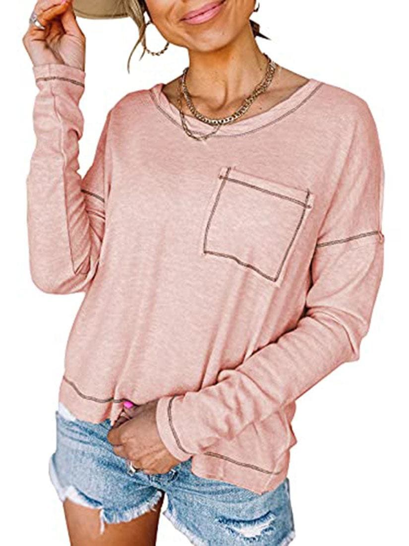 Lovevop Women's Casual Loose Fit Long Sleeve T-Shirt for Fall | Comfortable Everyday Basic Top for Layering, Work & Weekend Outfits