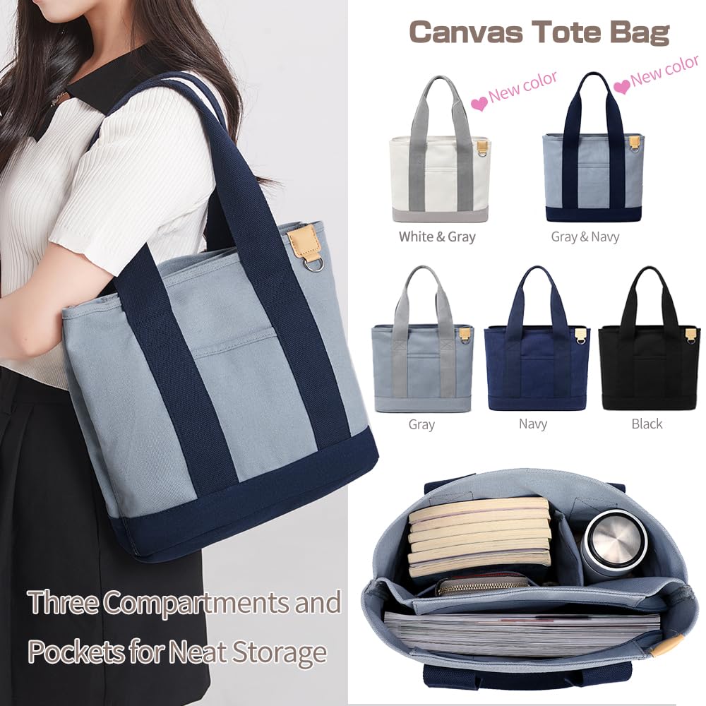 Stylish Canvas Tote Bag for Women - Durable Zippered Shoulder Handbag with Keychain | Perfect for Work, Travel & Shopping