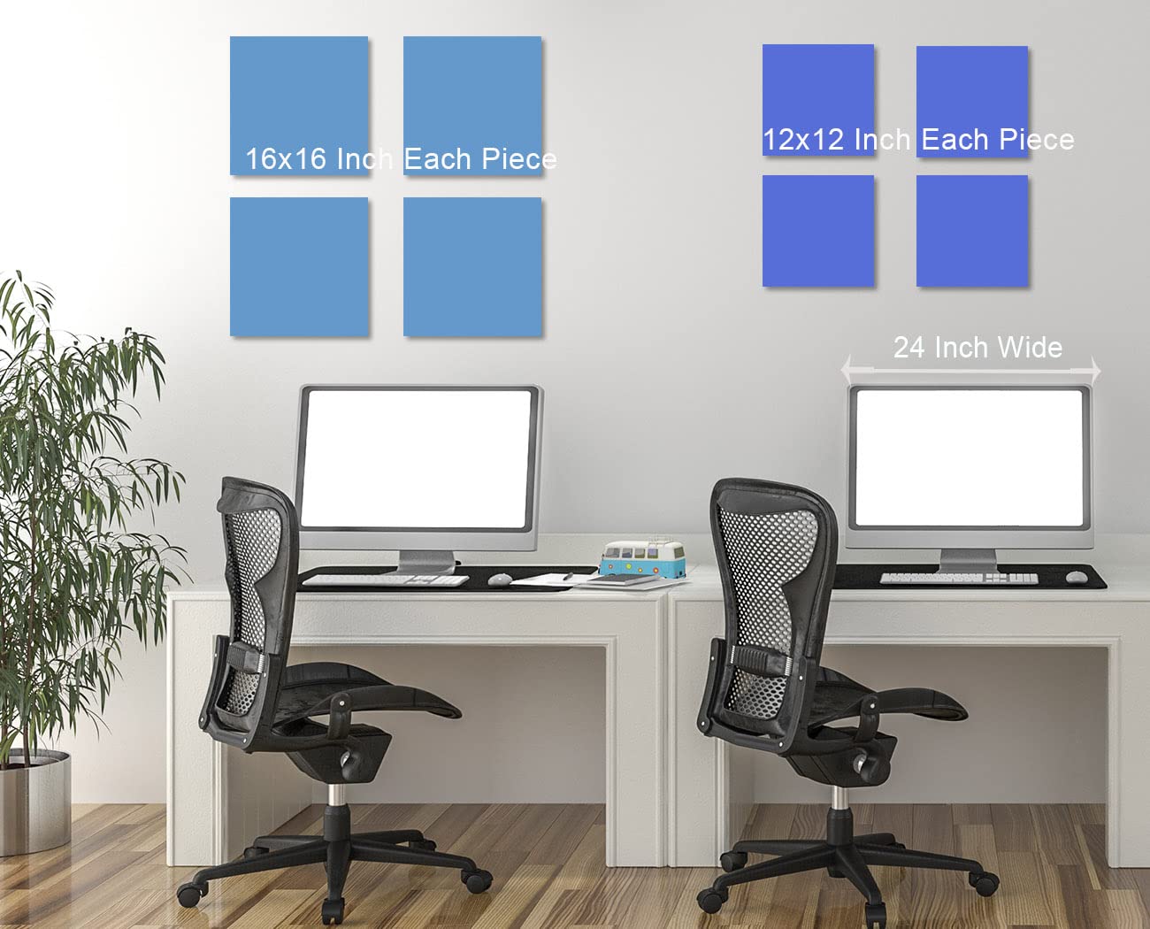 Biufo Abstract Geometric Canvas Wall Art Prints - Modern Blue Painting for Office, Bedroom & Living Room Decor - Set of 4 (12x12 Inches) - Perfect for Home Styling & Gift Giving
